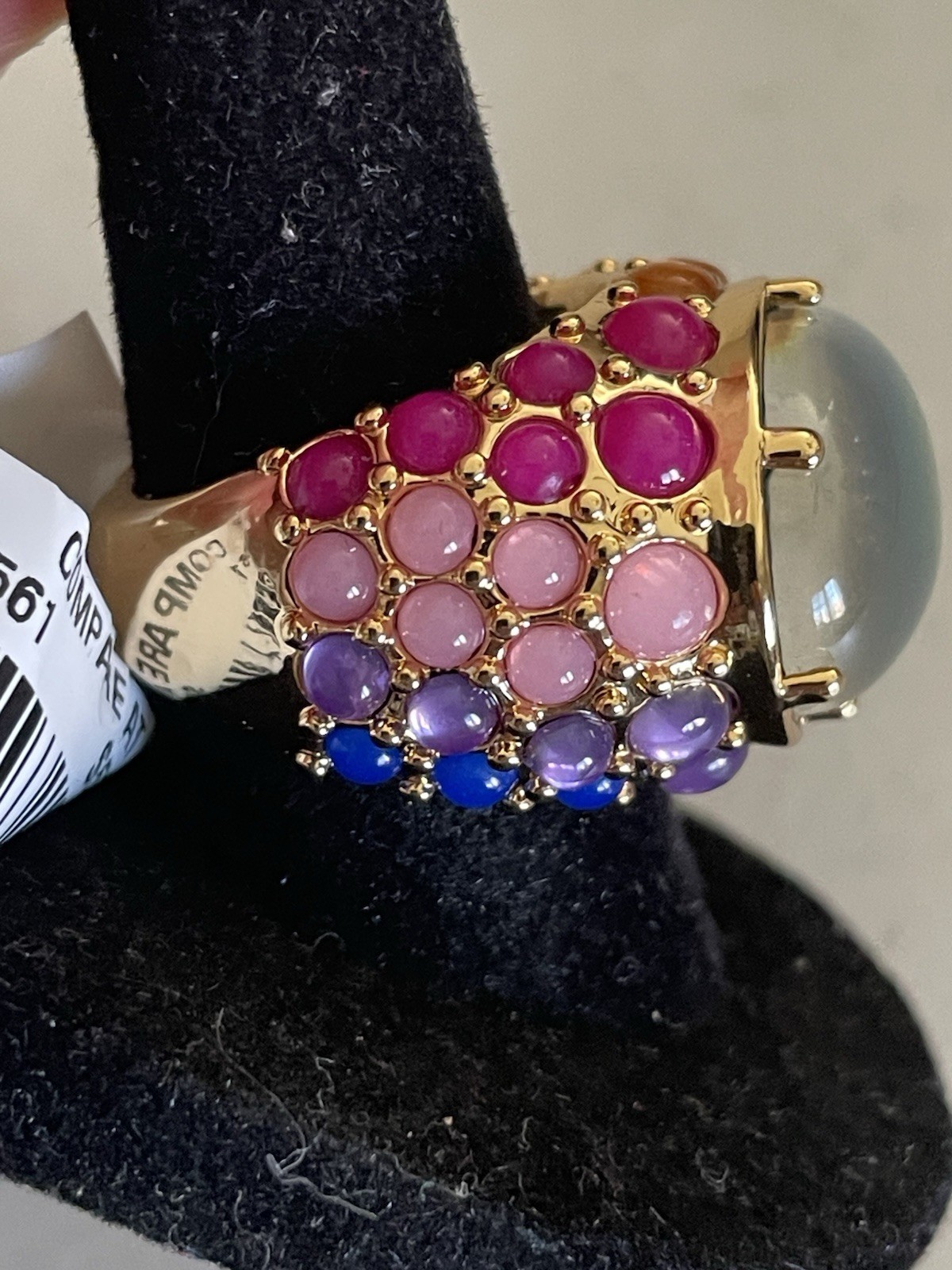 KURT GEIGER LONDON GOLD TONE LARGE OVAL MOOD RING IN MULTI 8