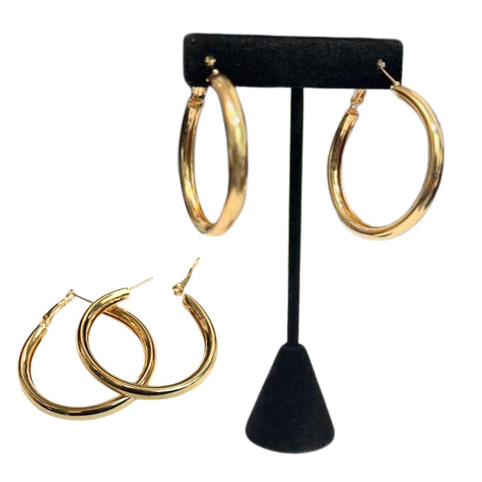 Classic 2″ Gold Lightweight Thick Tube Hoop Earrings for Women 1-Pair