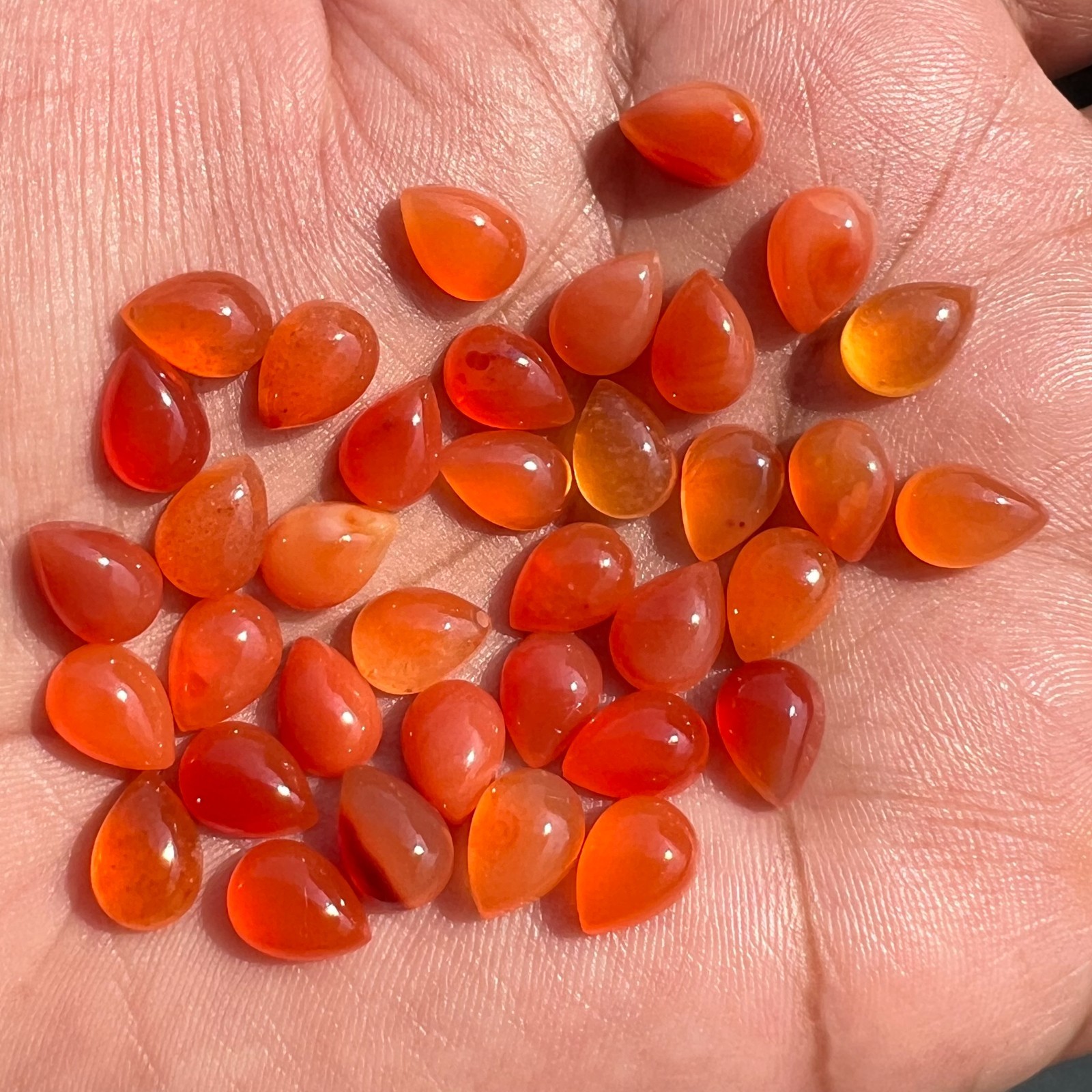 Natural Carnelian Pear 4×6 mm to 15×20 mm Cabochon Loose Gemstone Lot