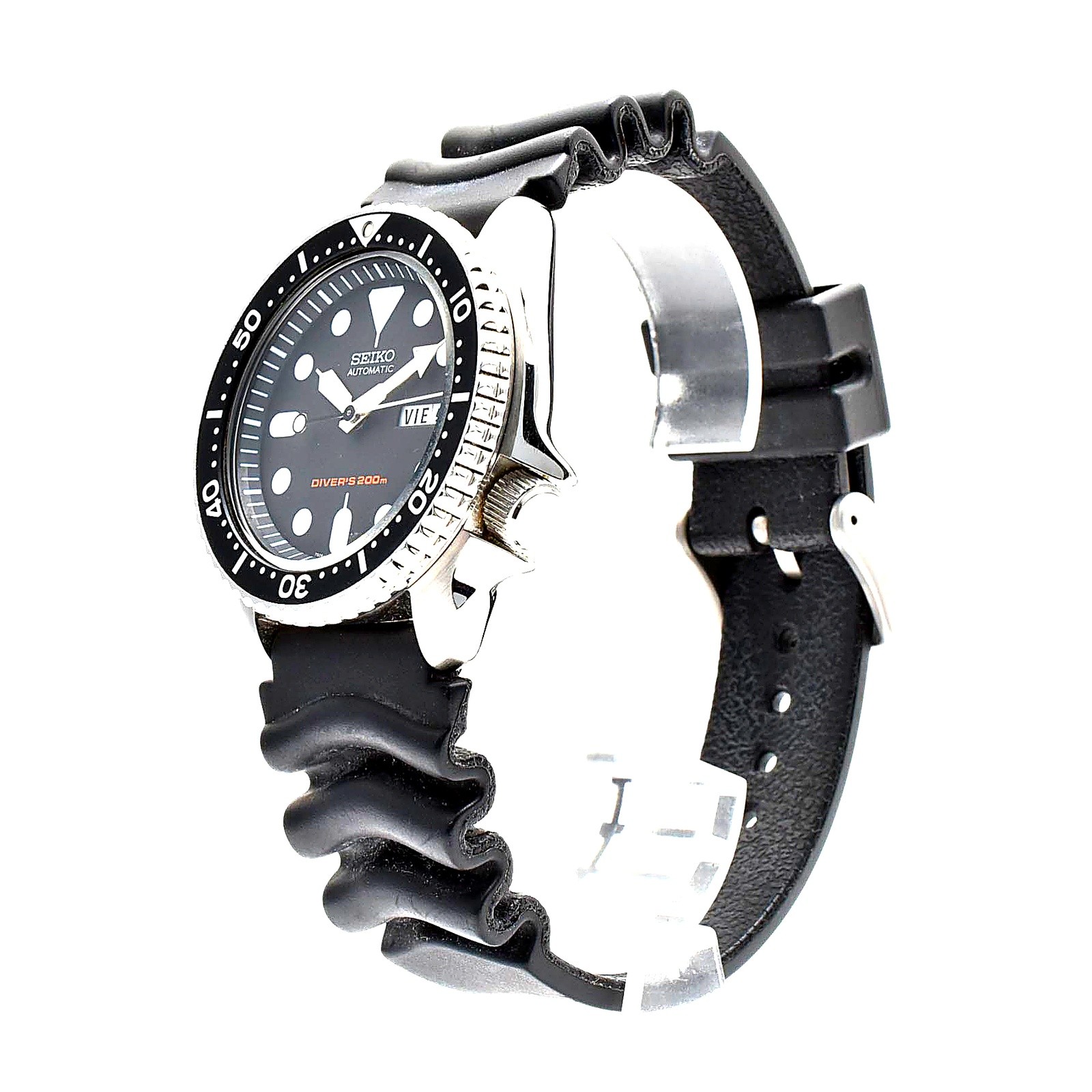 Seiko SKX007J Automatic Diver 200m Men Stainless Steel Black Day Date Rubber