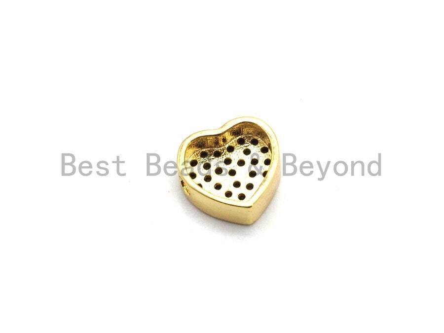 Mixed Color CZ Pave Heart Spacer Beads for Jewelry Making, 9x4mm – sku#E448