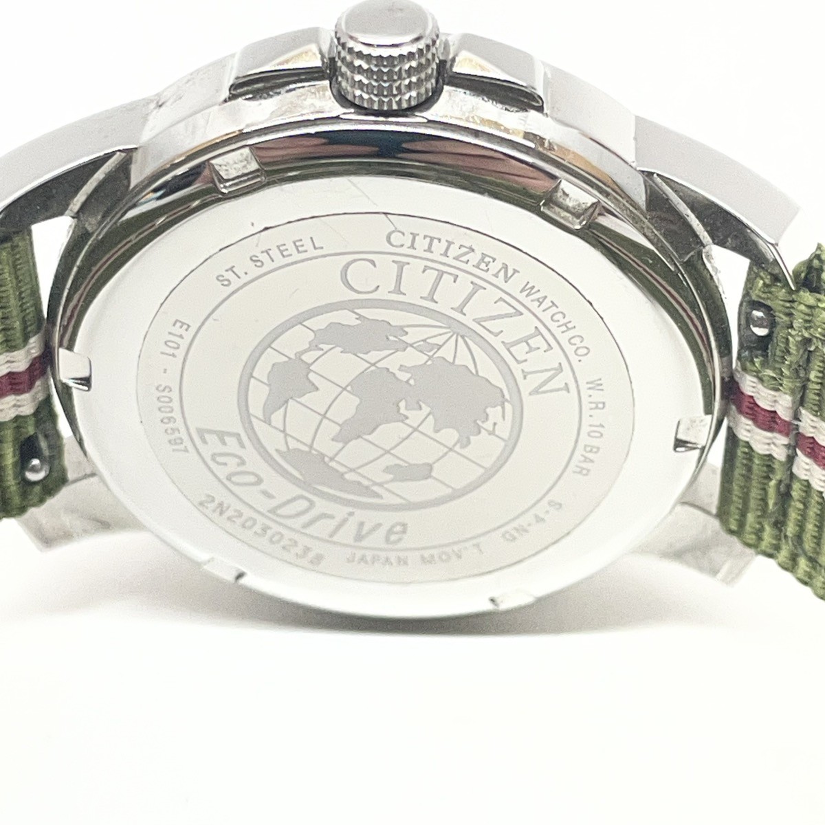 CITIZEN ECO-DRIVE WR100 DAY DATE FIELD WATCH NATO STRAP BLACK DIAL (CMP124188)