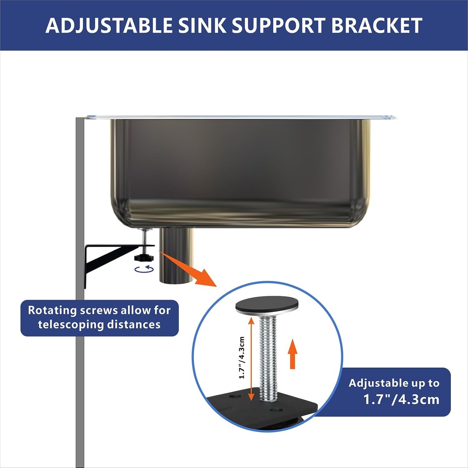 Heavy Duty Undermount Sink Support Brackets 2 Pack Black
