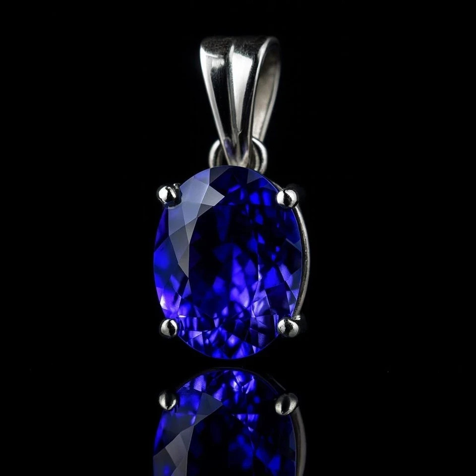 Certified 26 Ct Natural Blue Sapphire Oval Cut 925 Silver Pendant Loose Gemstone