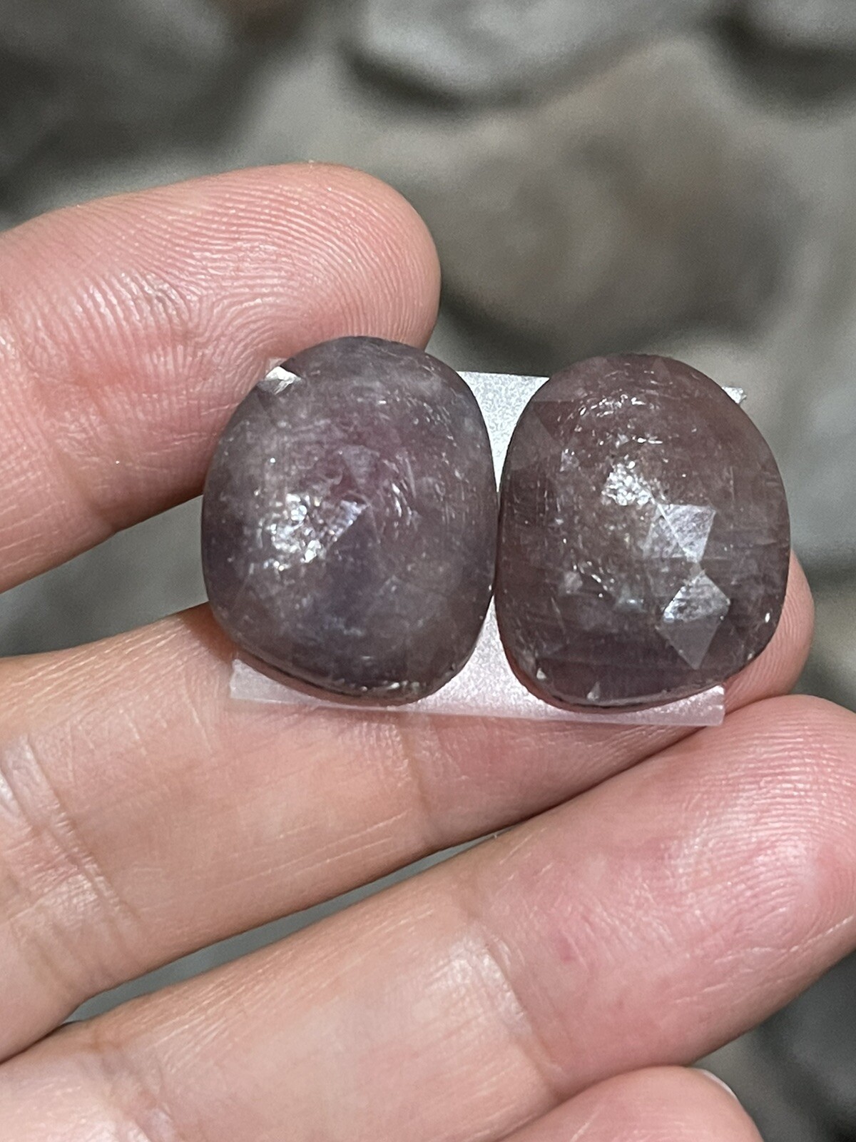 30.8ct 19.6×15.6×4.7mm Pair Dusty Pink Natural Sapphire Cabochons Rose Cut