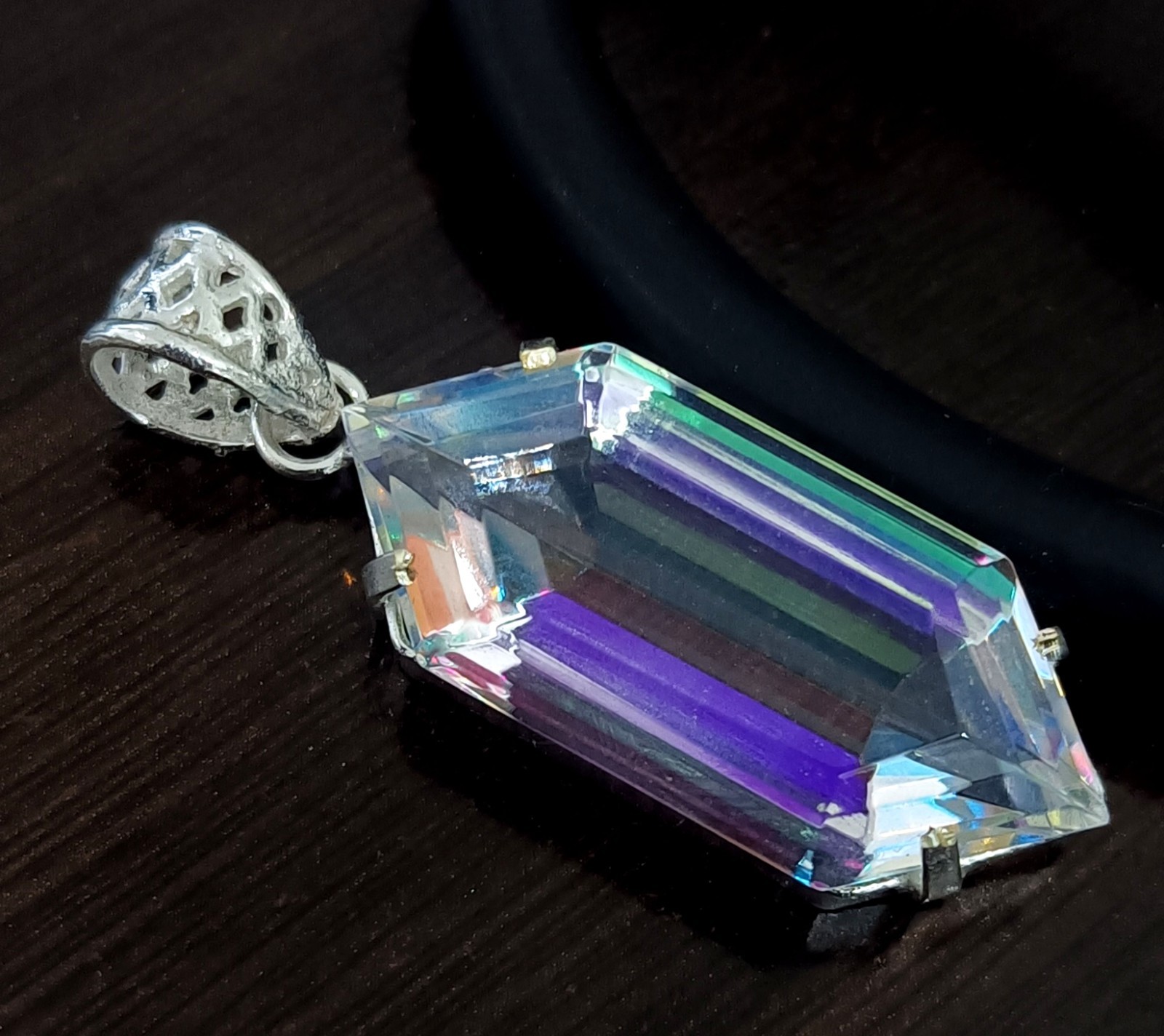 EGL 58.20 Ct+ Natural Mystic Topaz Fancy Cut 925 Solid Silver Pendant Gemstone