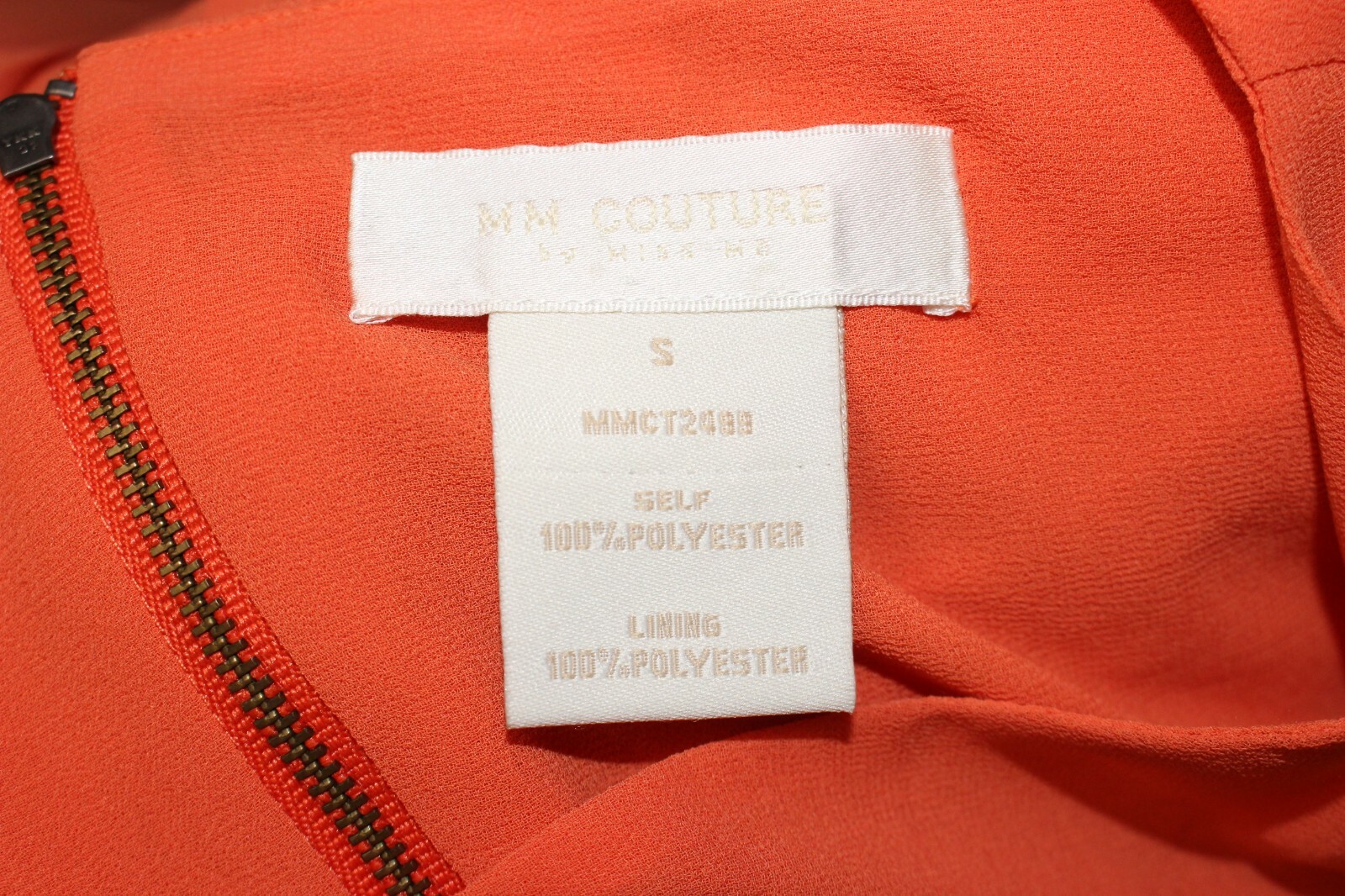 MM Couture by Miss Me Ladies Top size S Orange Pleat LS bare shoulder Polyester