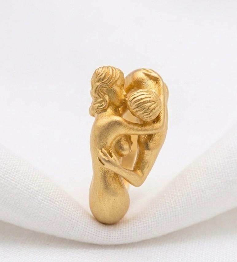 Unique Lover Kiss Brass RIng Gold Color Design Handmade Ring Gift For Her, love.