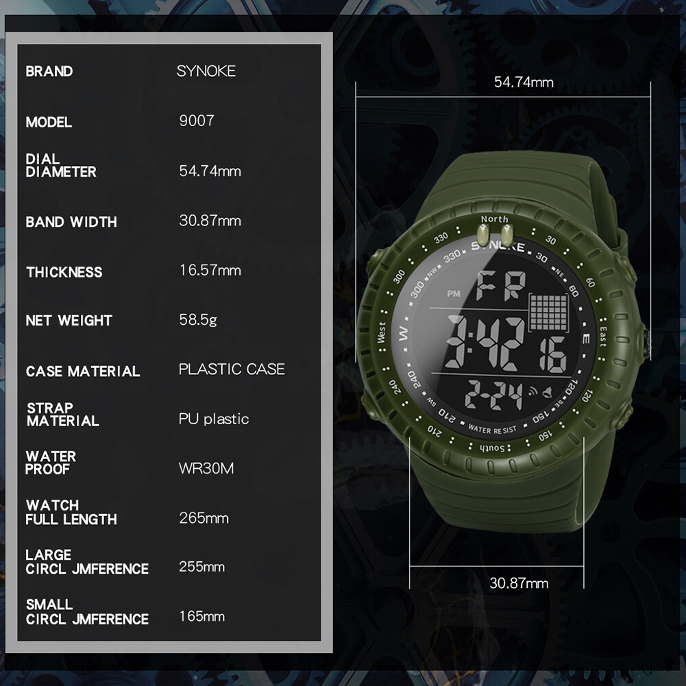 30M Waterproof Military Army Green Camouflage Watch Digital Wrist Watch Men