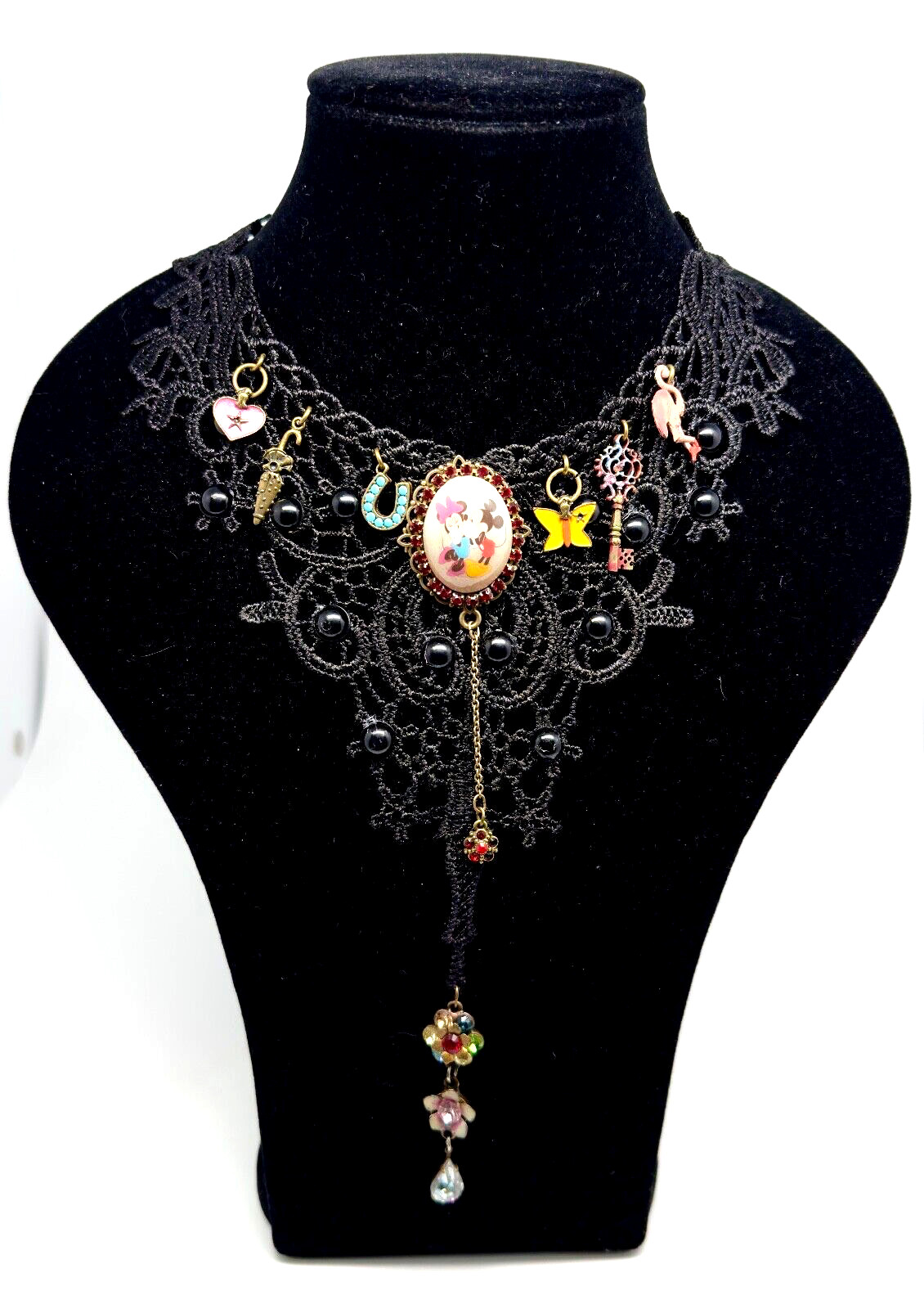 Beautiful Necklace Fabric Choker With Colorful Crystals By Michal Negrin #59#