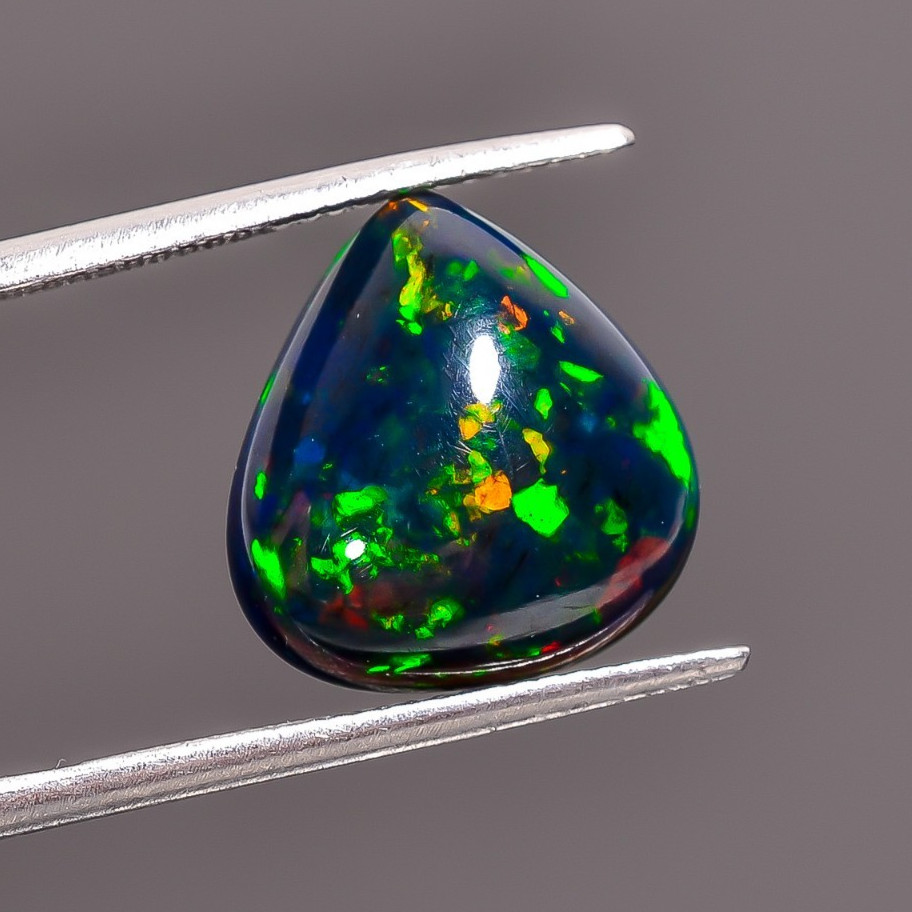 Natural Black Ethiopian Opal Heart Shape Cabochon Loose Gemstone 4.91 Ct 14X13X6