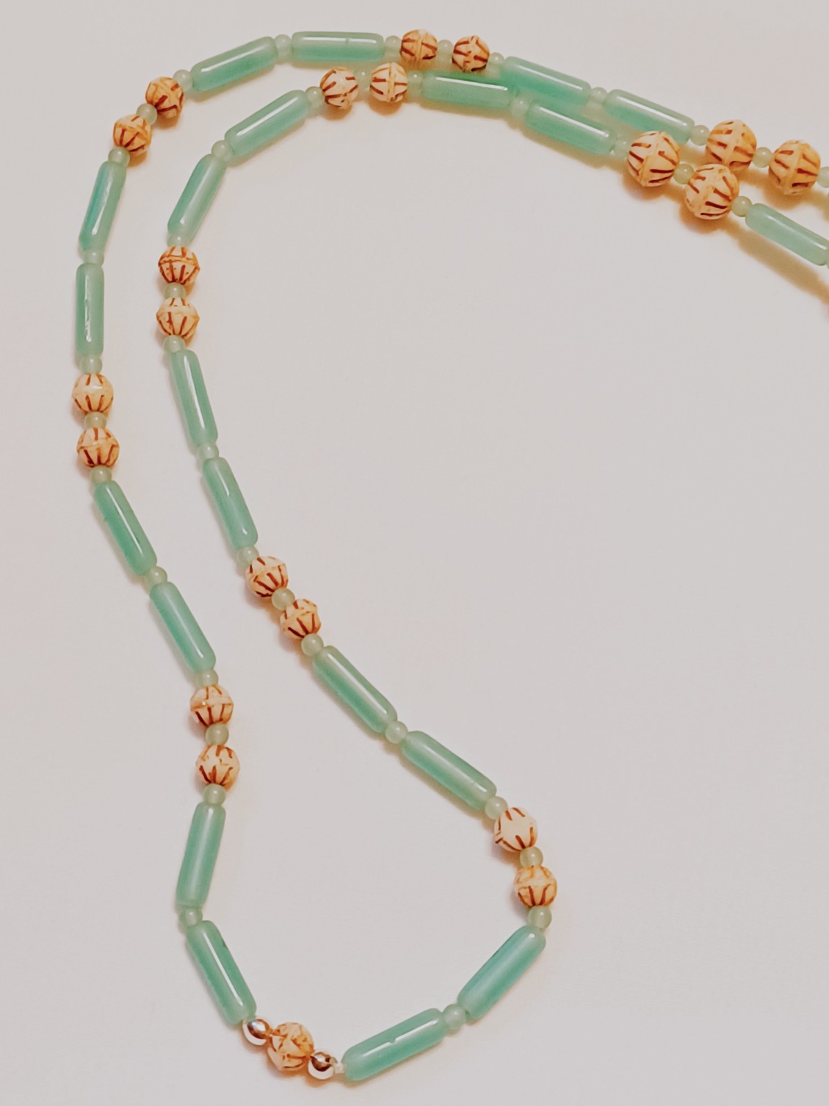 Vintage 20’s LONG Glass Beads Newly Custom Made Necklace Earrings 30in