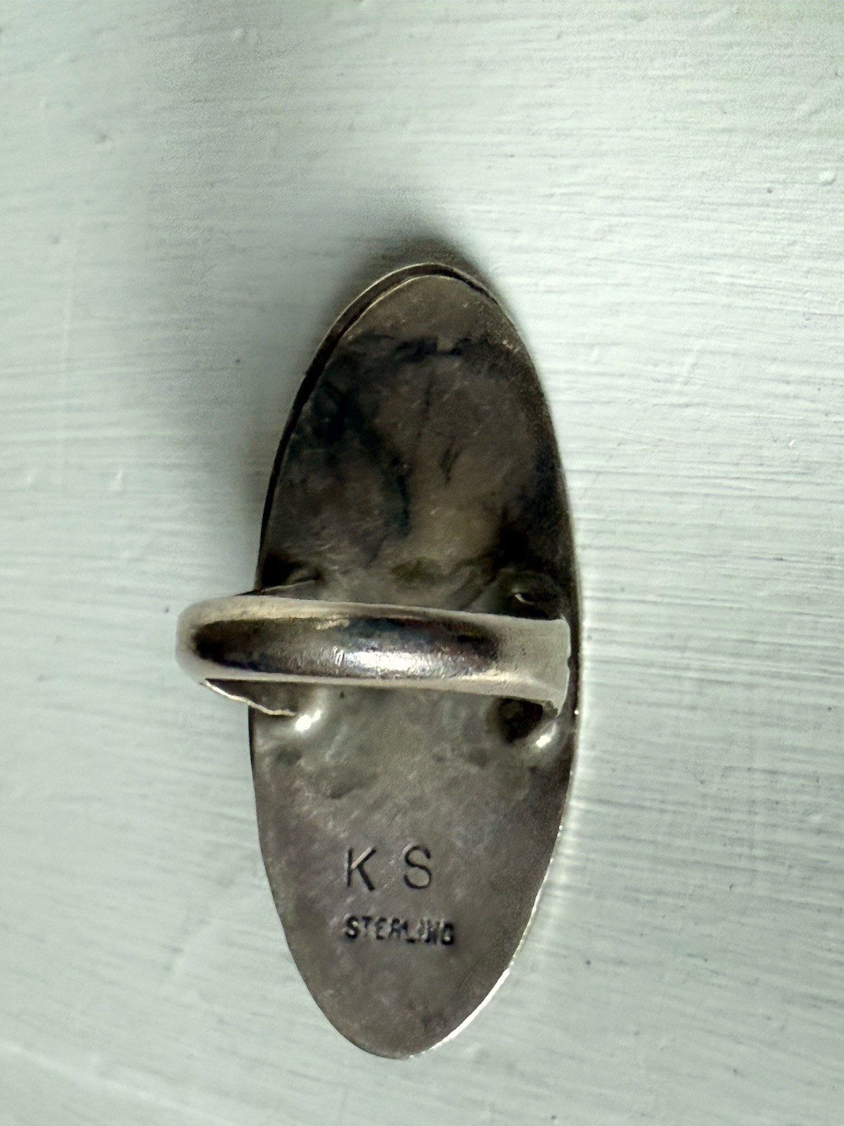 BEAUTIFUL Navajo KIRK SMITH KS Sterling Silver Turquoise Concho Statement Ring 7