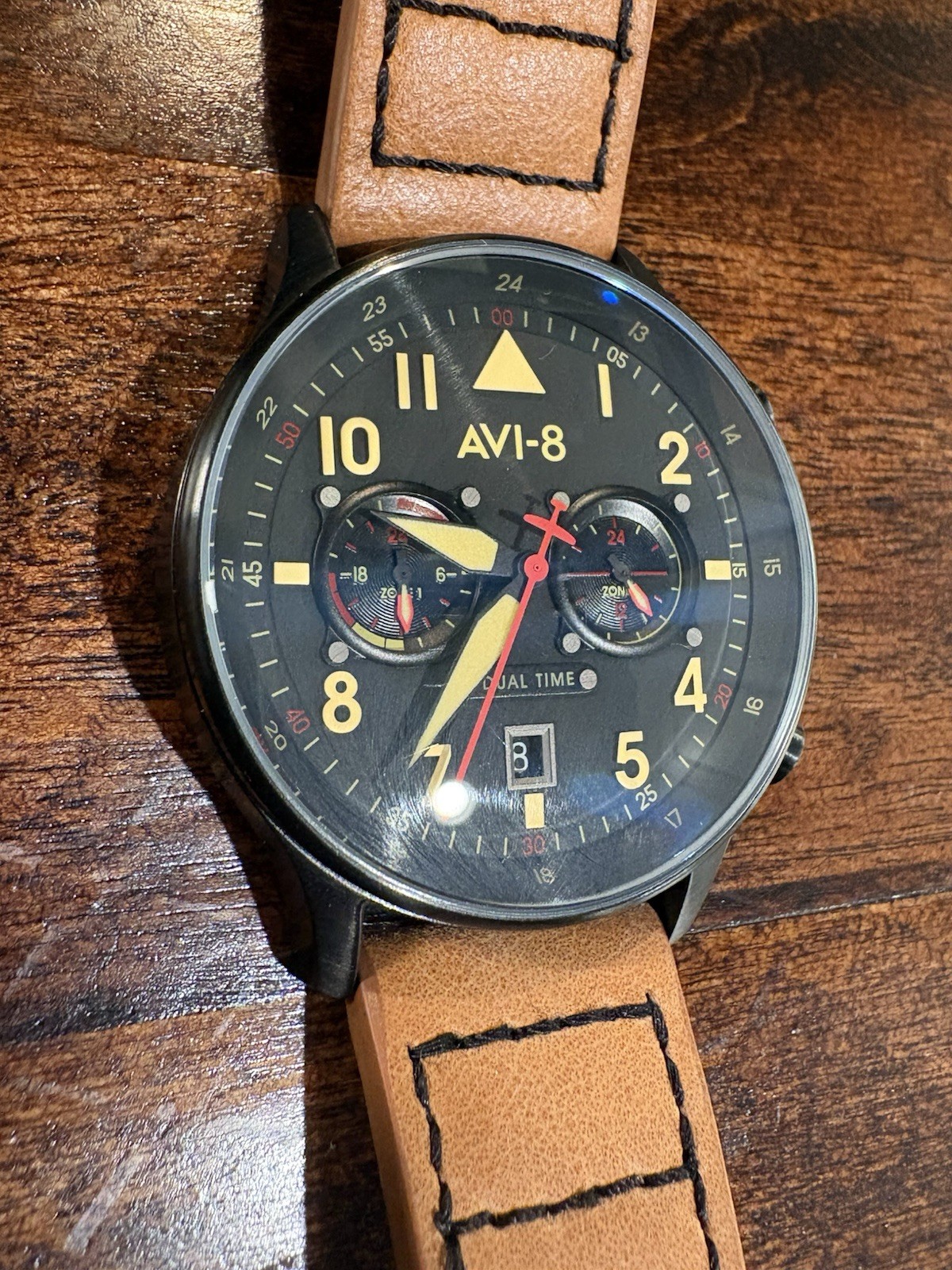 AVI-8 Hawker Hunter Hurricane Carey Duel Time Japanese Quartz Chronograph Watch