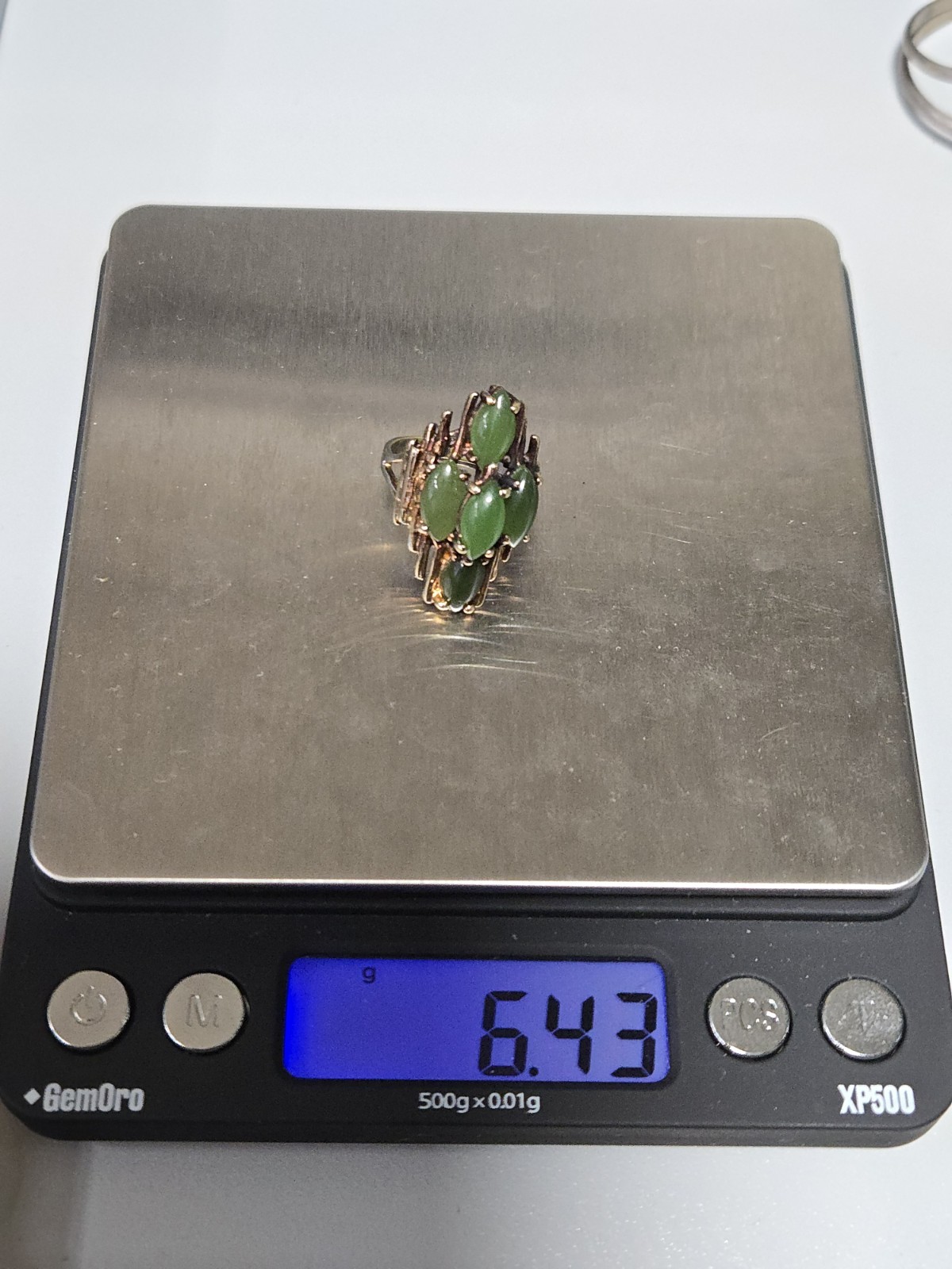 Vintage 14KT Gold Nephrite Jade Cabochon Ring 6.43g – Size 5 – Acid Tested As-Is