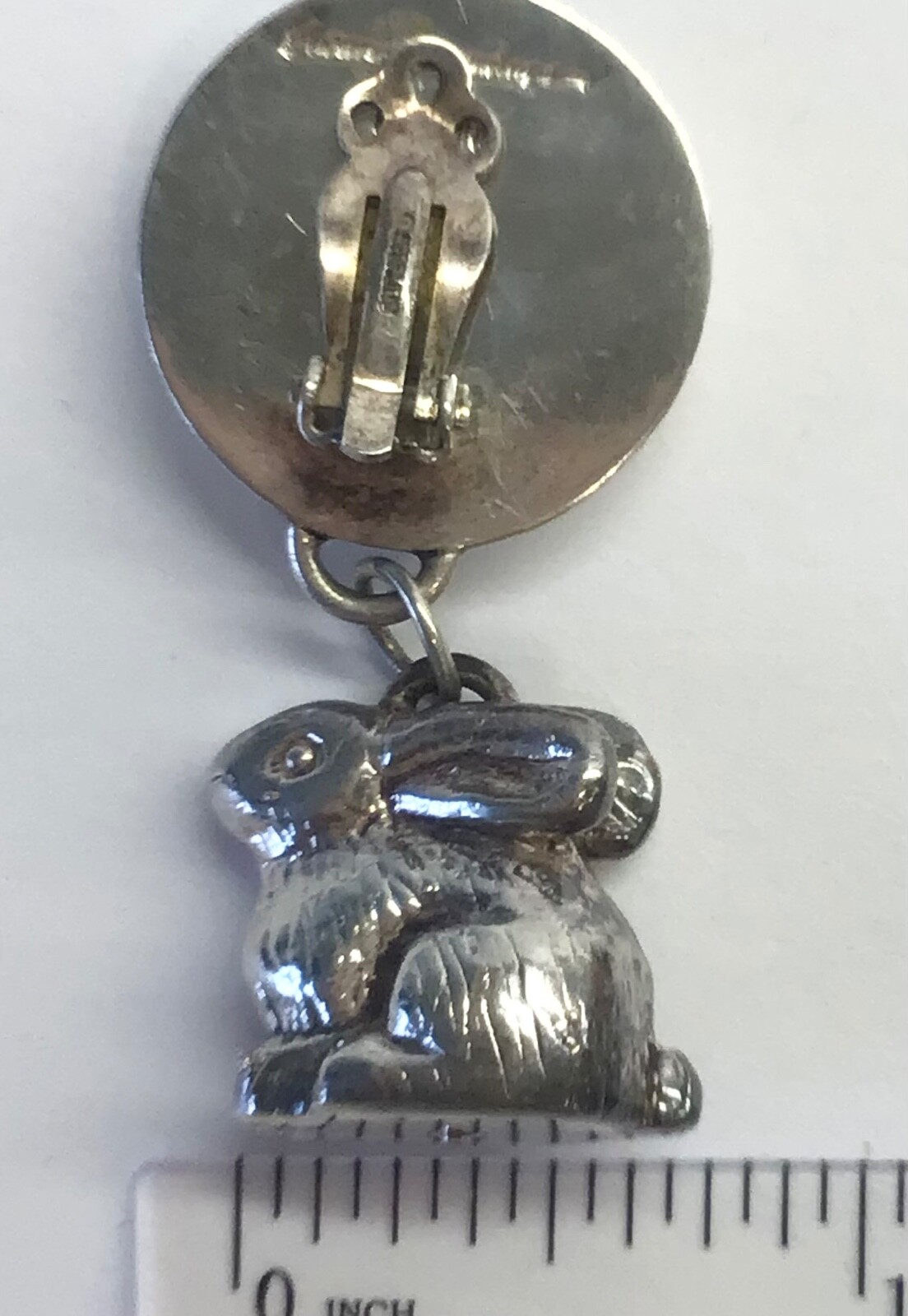 Susan Cummings Designer 925 Sterling Silver Vintage BUNNY Dangle Earrings