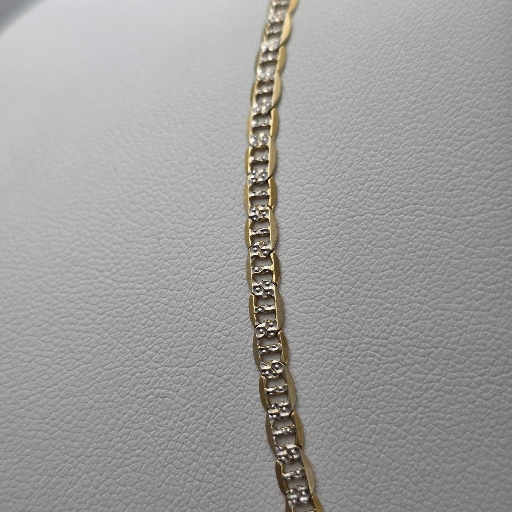 16″ 10K 2Tone Yellow & White Gold 3.5mm Anchor Mariner Link Chain Necklace ITALY