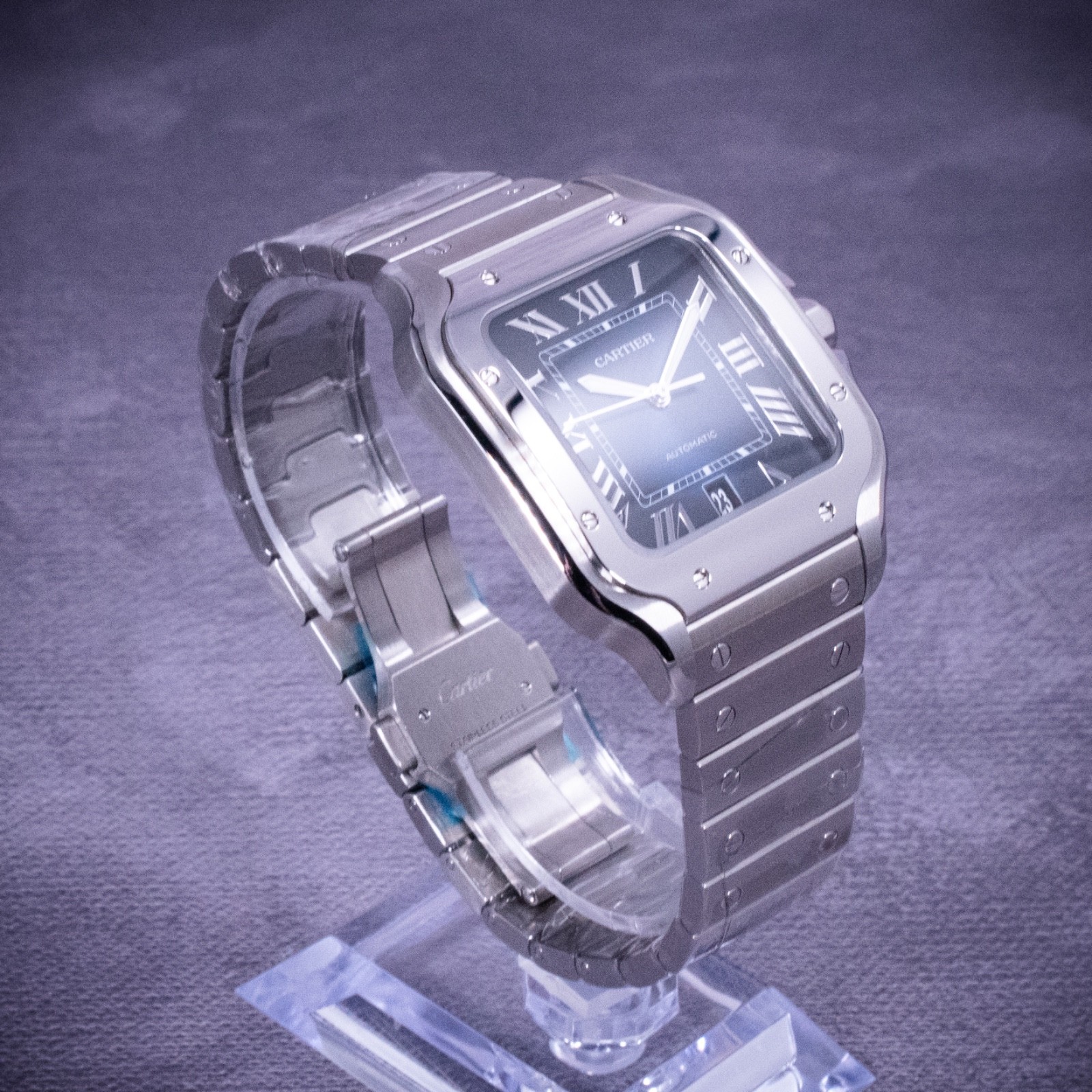 Unworn Cartier Santos de Cartier Large Model, Blue Dial, Ref. WSSA0030 w/ B&P