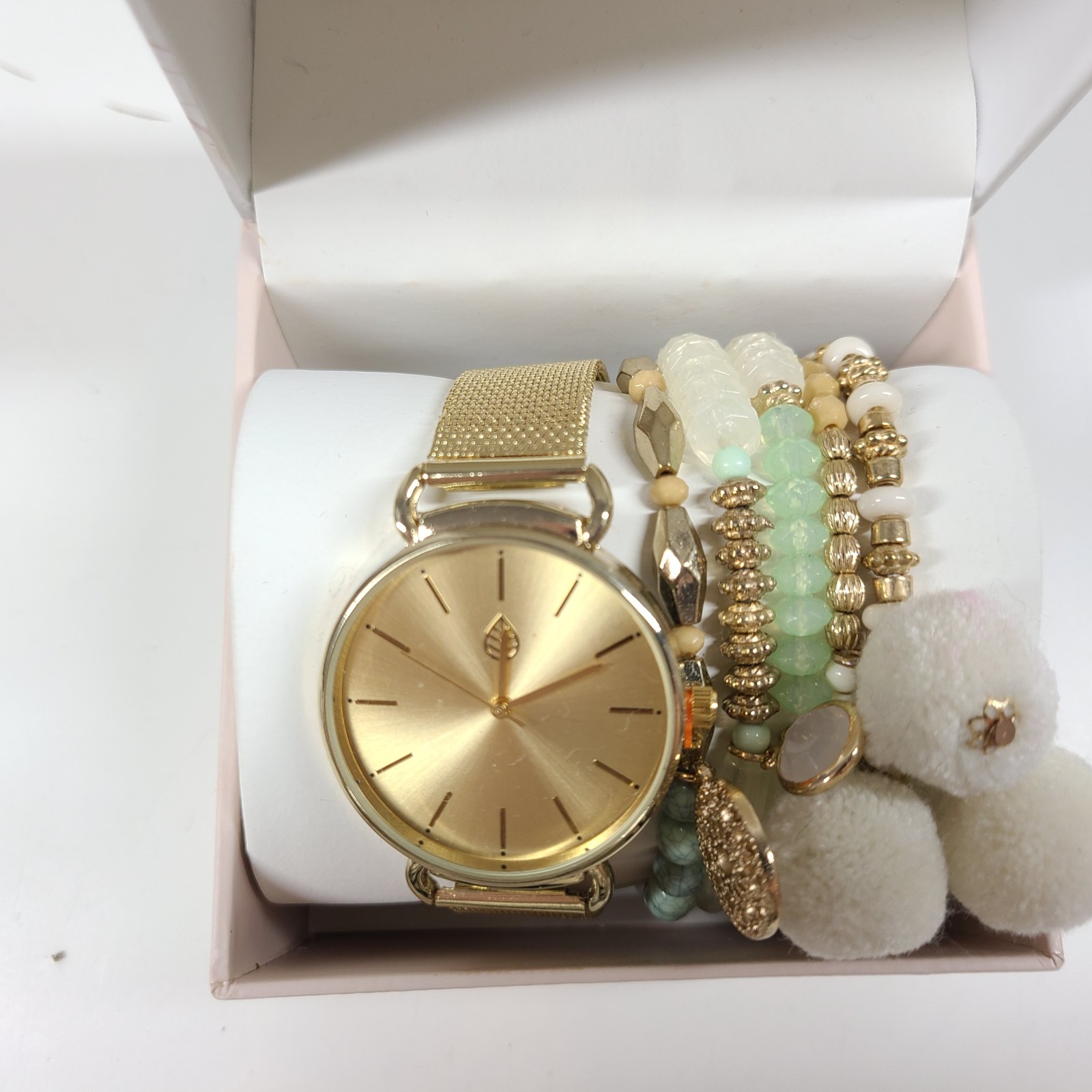 Jessica Carlyle Women’s Gold Tone Watch and Boho Bracelet Gift Set