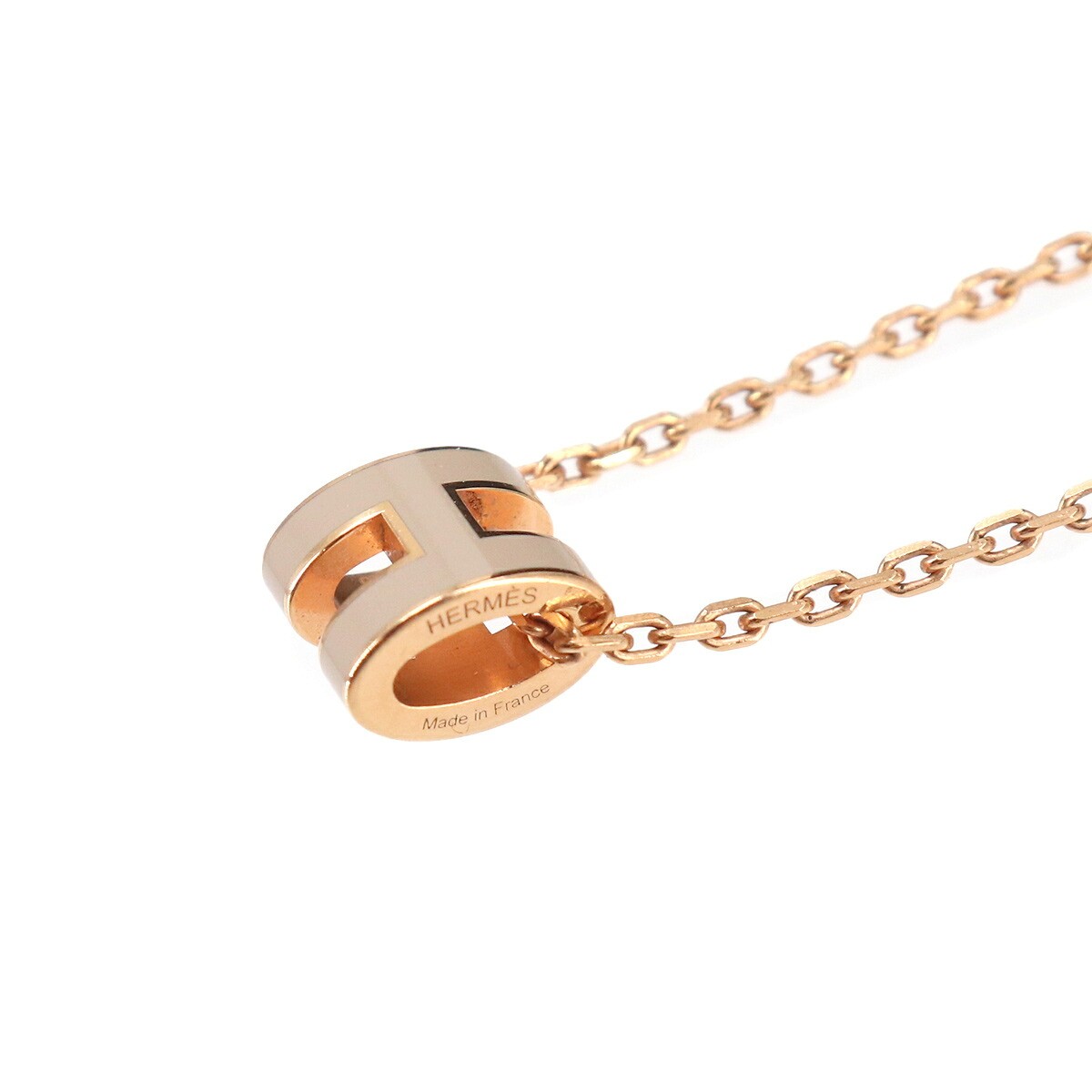 HERMES Mini Pop H Chain Necklace Marron grace Gold Accessory 90330172