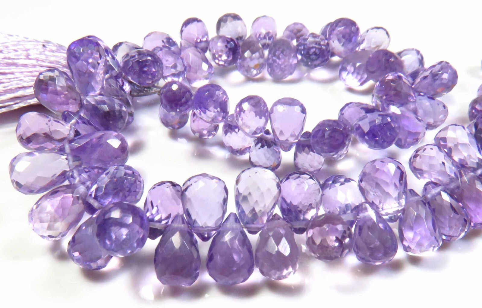 Top Amethyst Faceted Beads 8″Strand Natural Gems Teardrop Beads 6-8.5mm LC-1170