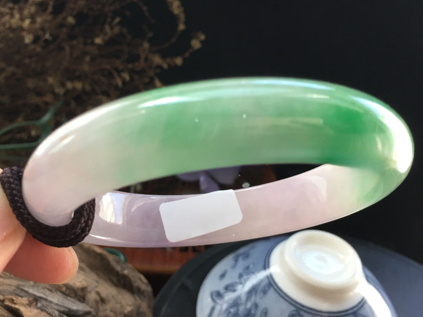 58-59mm Grade A Myanmar Natural Green Purple Jade Bracelet