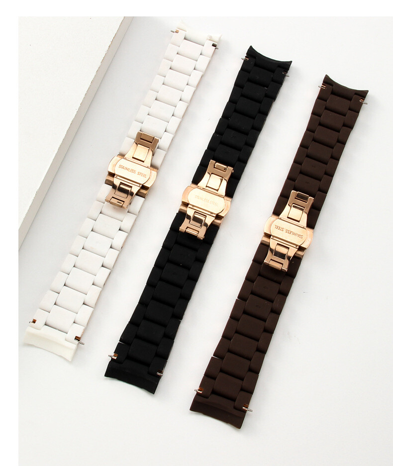 High-quality Rubber-coated Stainless Steel Watch Band Strap 20 23mm Fits Armani