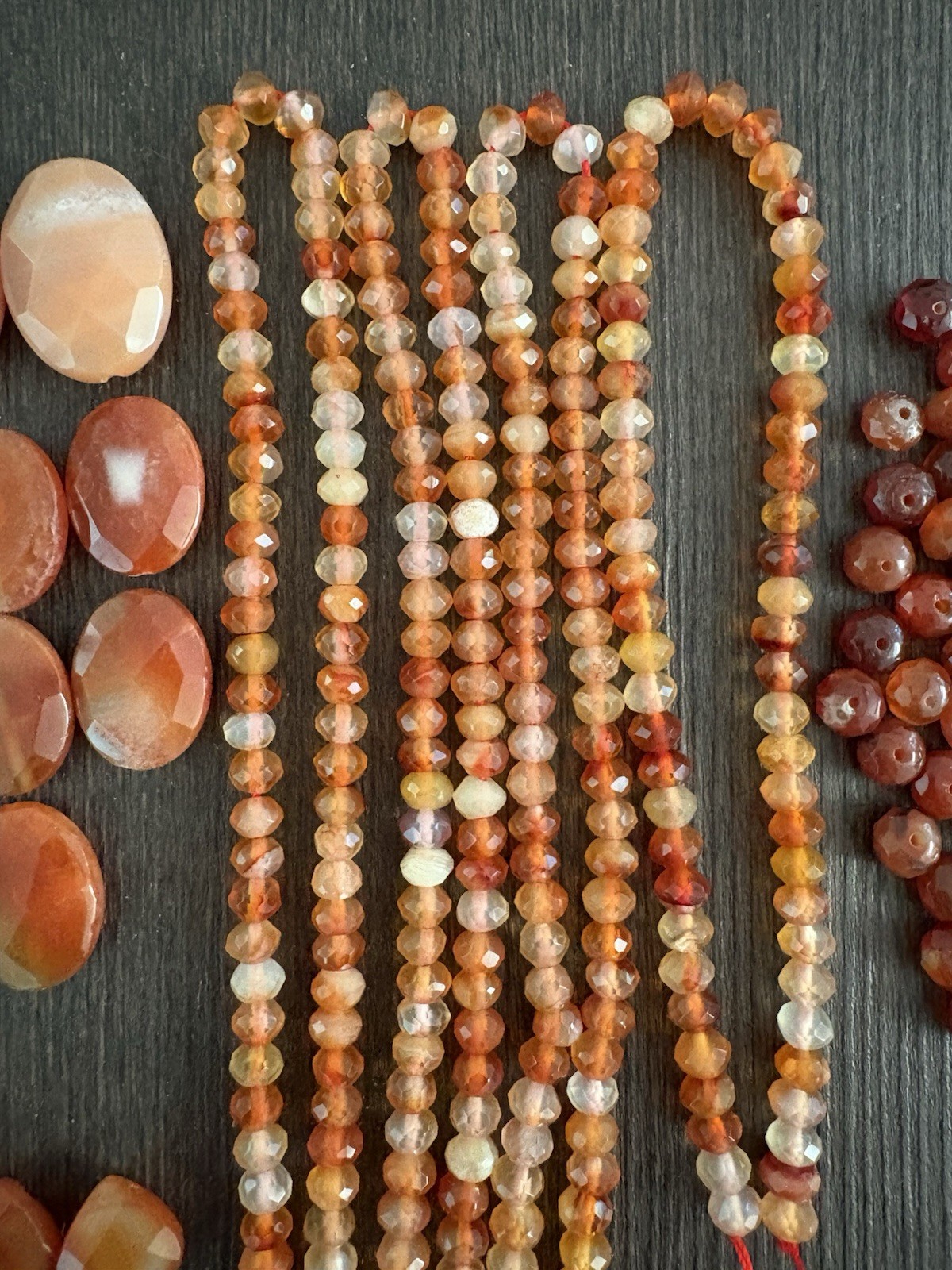 LOT Of Mixed Carnelian Red Aventurine Faceted Roundelle Stones Beads Read Info