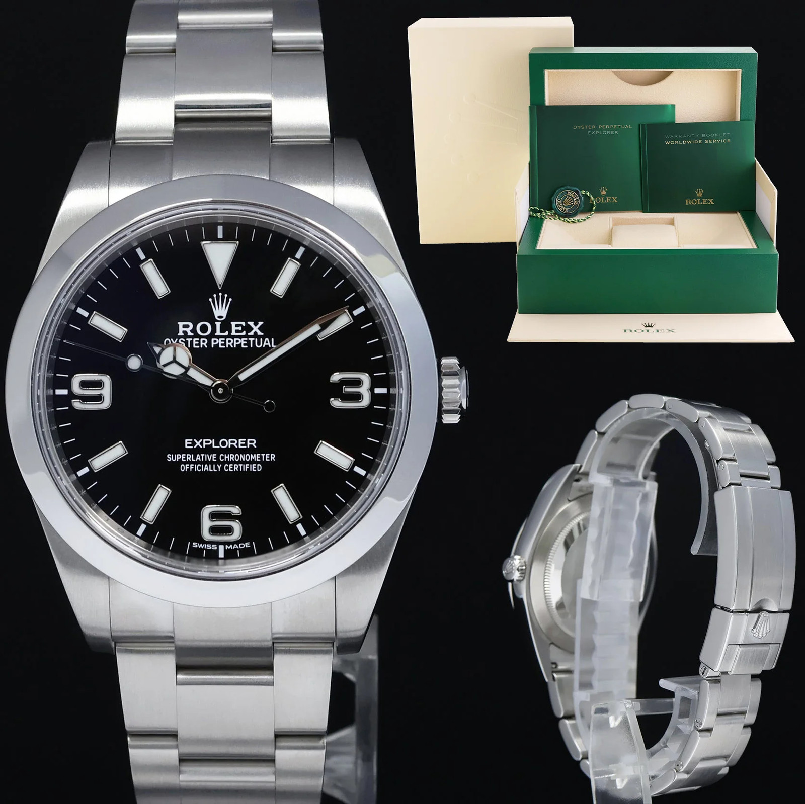 2016 MINT Rolex 214270 Explorer Black BLUE LUME 3-6-9 Steel 39mm Watch Box