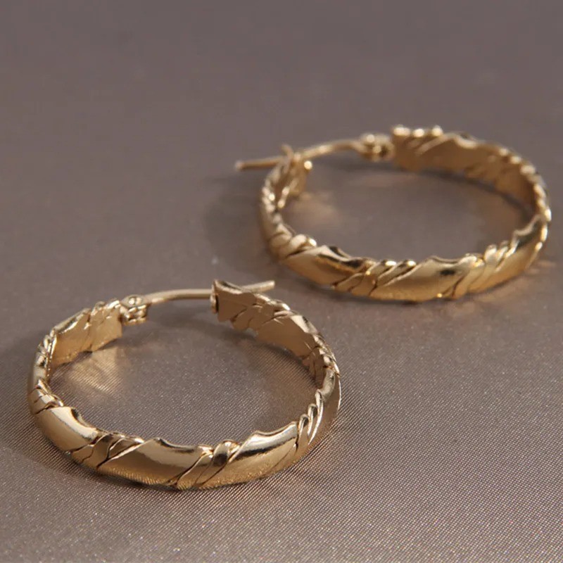 14K Gold Filled Chunky Large Polished Hoop Earrings for Women Statement Jewelry