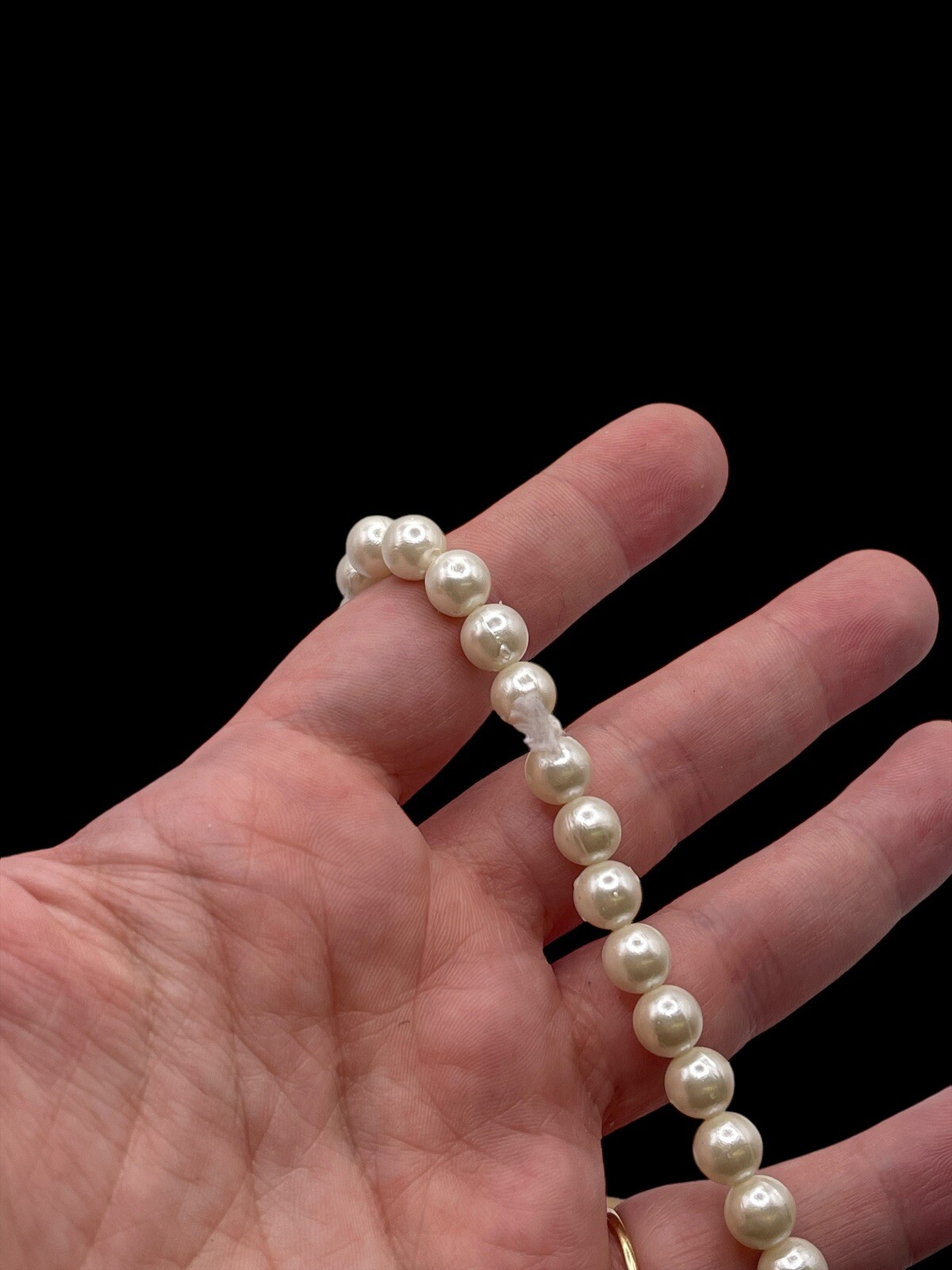 Faux Pearls Opera Length Necklace W Gold Tone Accents Multiple Strands