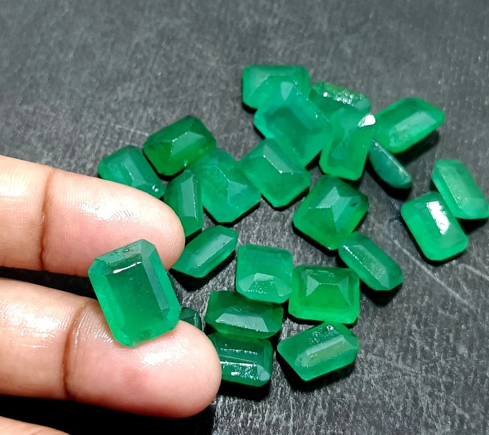 105 Ct NATURAL Colombian Emerald Certified Emerald Cut GEMSTONE Mix Size LOT A+