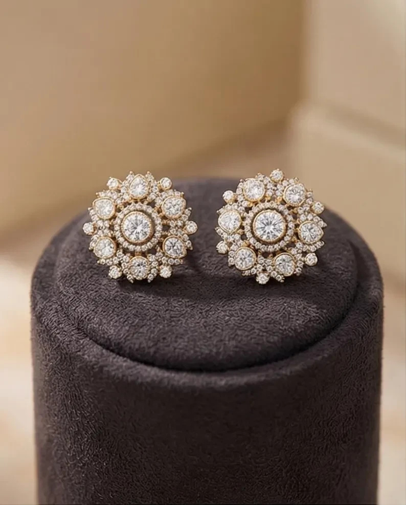 2 Ct Round Simulated Diamond 14k Yellow Gold Plated Elegant Style Stud Earring