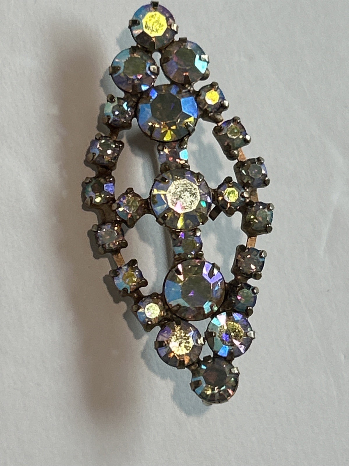 Coro Craft Rhinestone Brooch White Colorless Crystals Lapel Pin Vintage