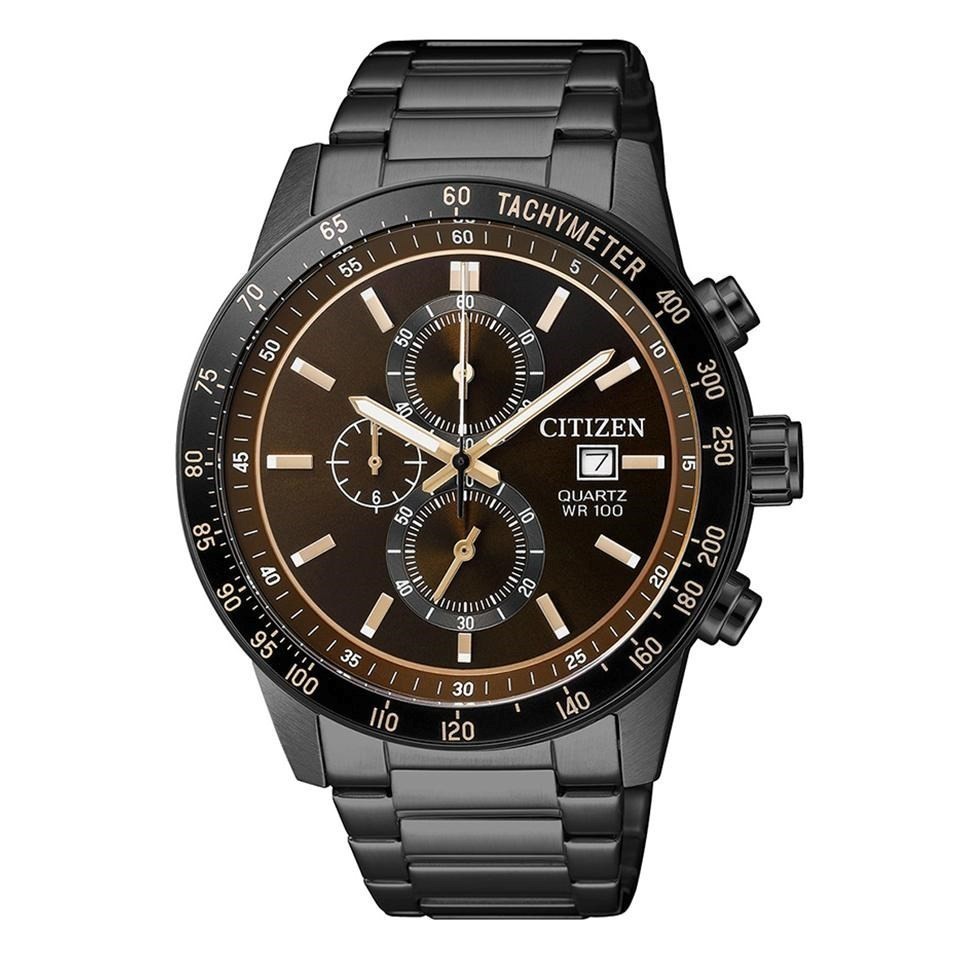 Citizen Men’s Black IP Chronograph Stainless Steel Watch – AN3605-55X NEW