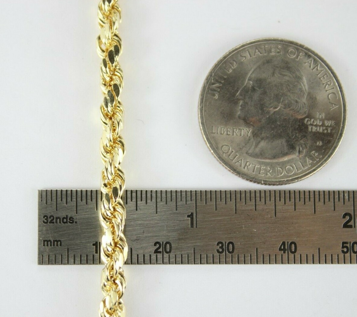 10K Yellow Gold Hollow Rope Twist Chain Necklace Bracelet 2mm-7mm 7″~9″ 16″~30″