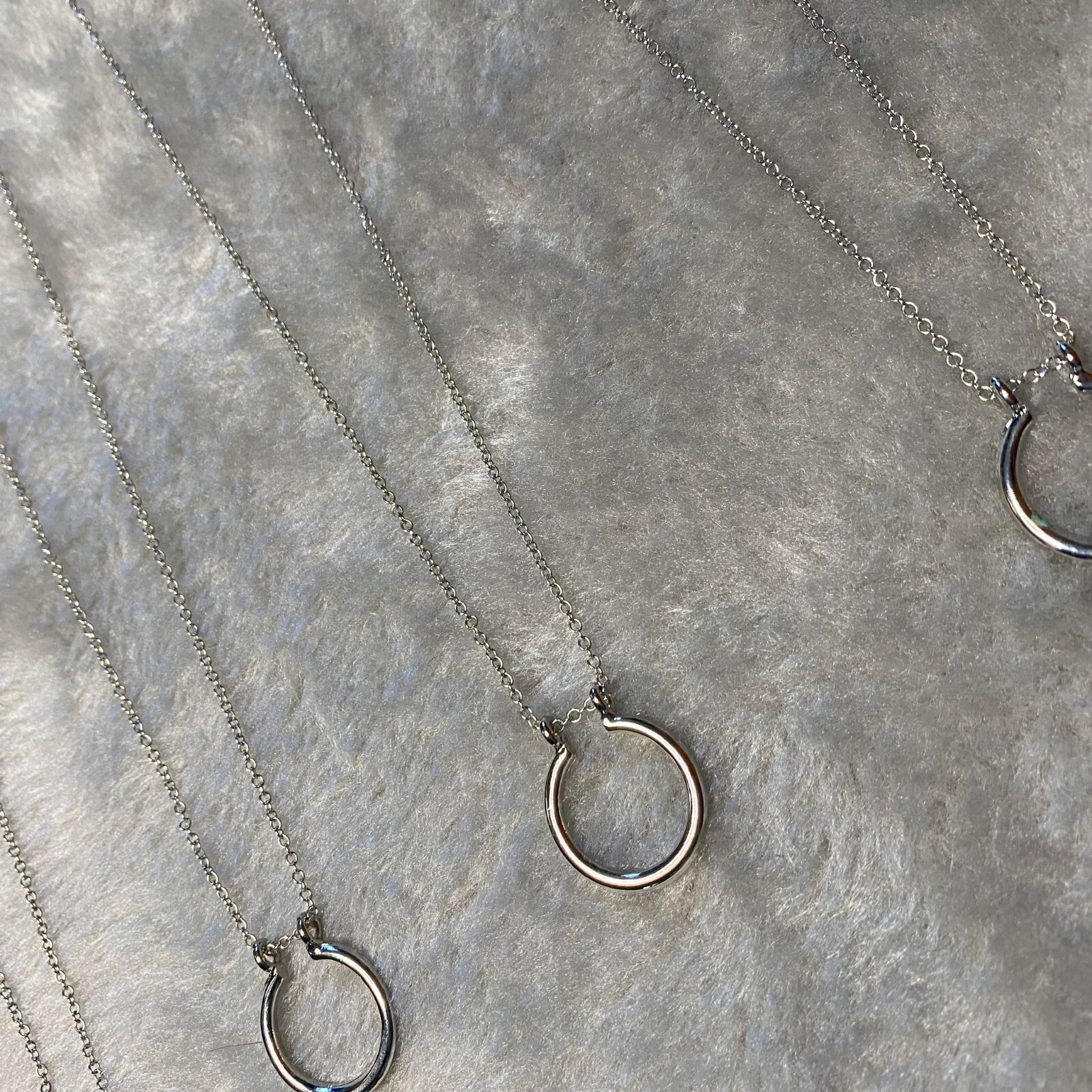 4-Pc Jewelry Set Silver Plated Necklace With Crescent Circle Pendant for Women