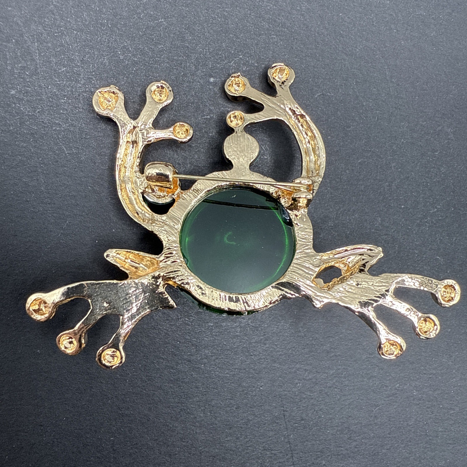 Large Frog Green Belly Brooch Pin J26