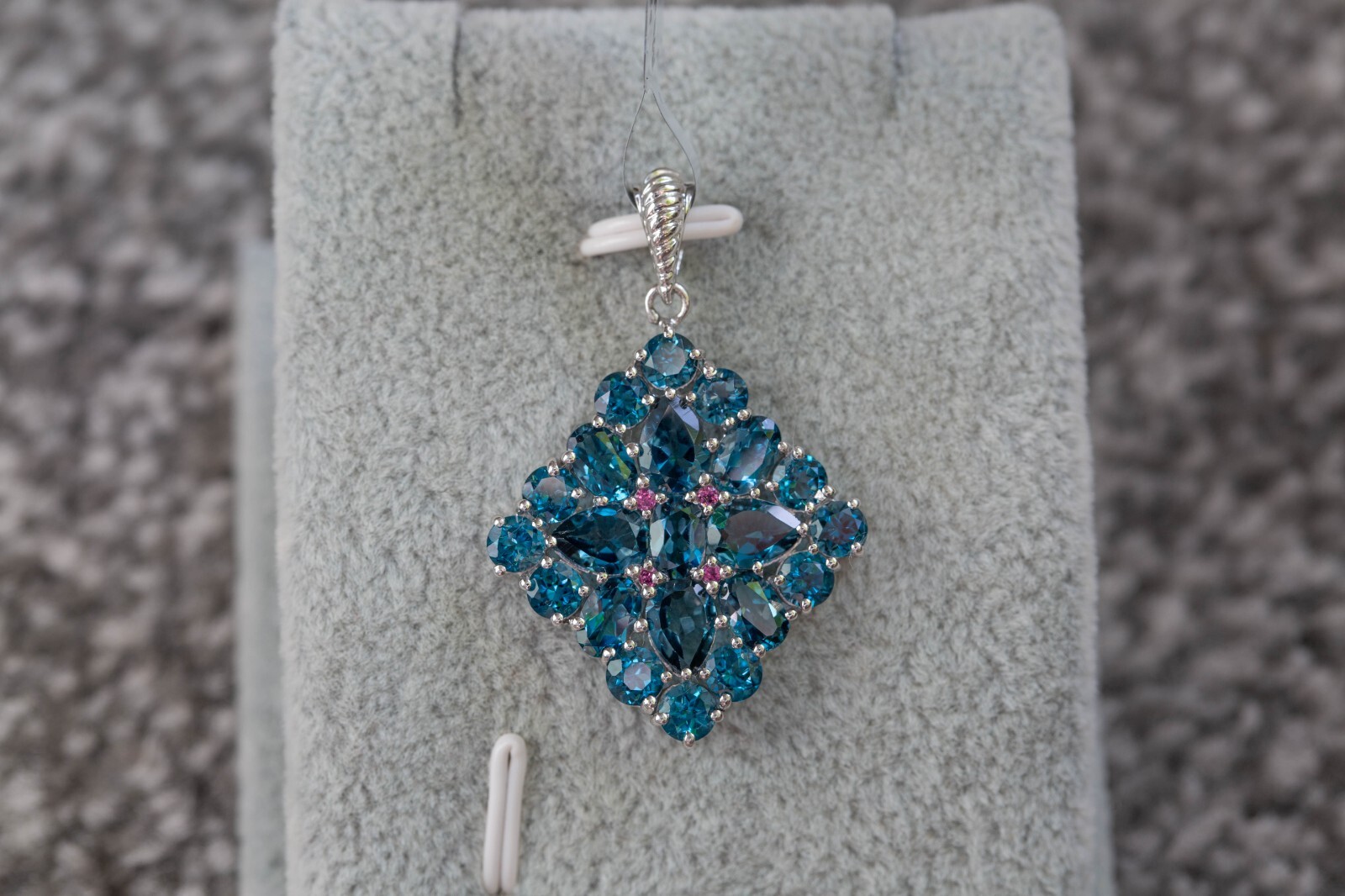 London Blue Topaz & Rhodolite Garnet Sterling Silver Pendant Only