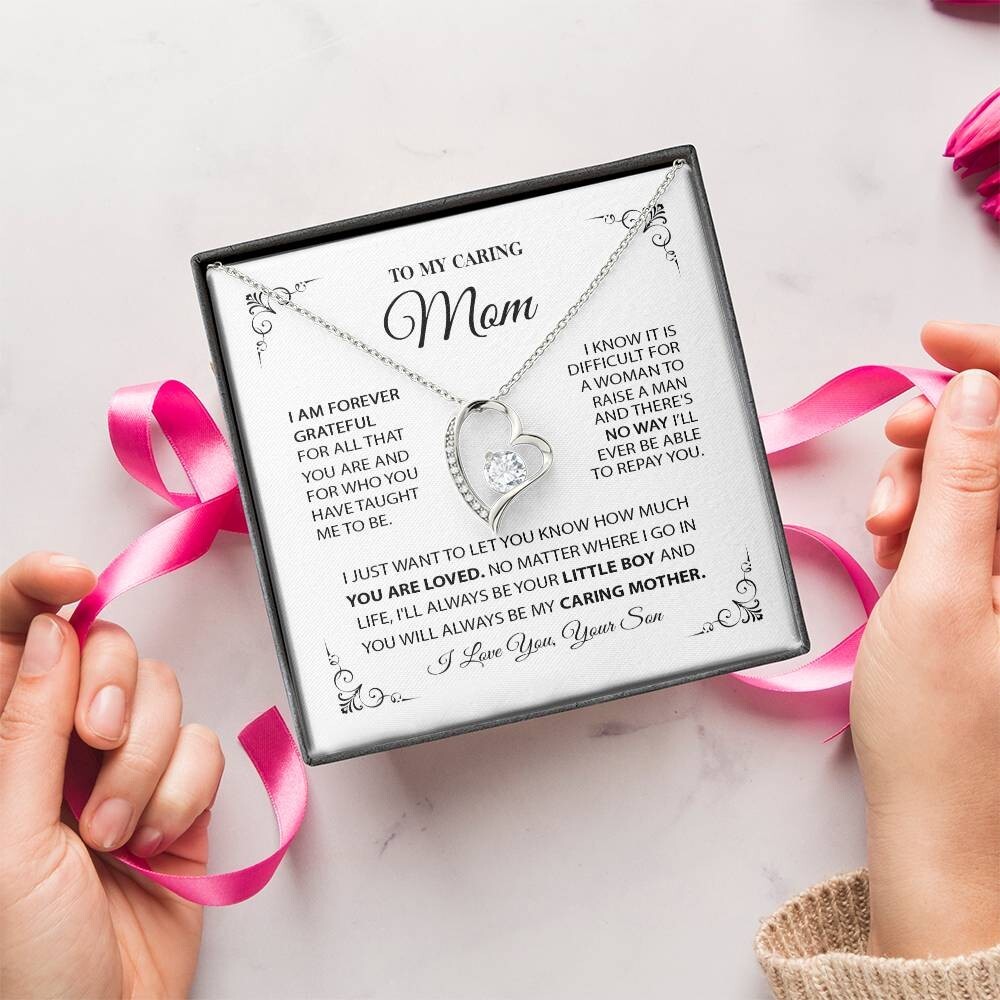 To My Caring Mum Necklace, Mother’s Day Gift from Son, Birthday Day Gift For Mum