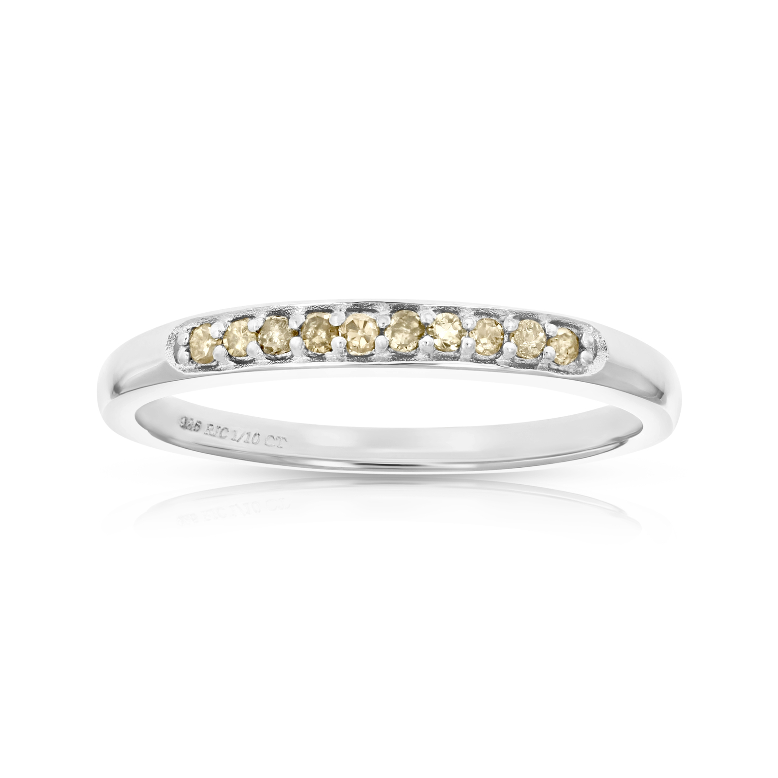 1/10 cttw Prong Set Champagne Diamond Ring .925 Sterling Silver (Sizes 5 to 10)