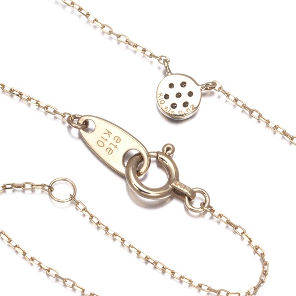Auth ete Necklace Diamond 0.02ct Paved Circle 10K 416 Yellow Gold