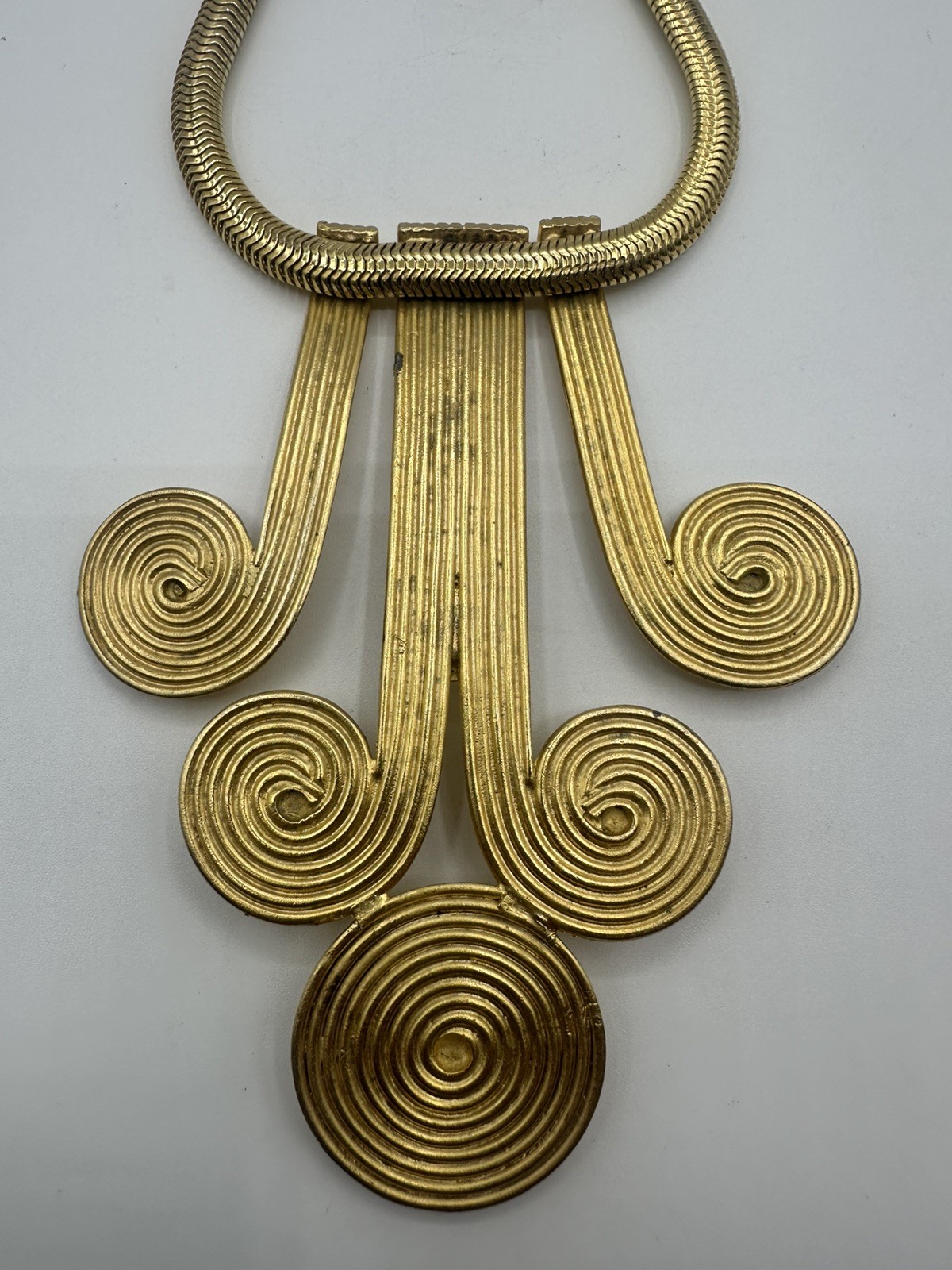 Byzantine Swirl Motif Gold Statement Collar Vintage