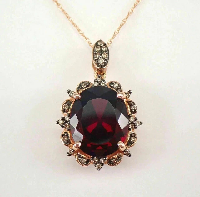 2CT Oval Cut Lab Created Garnet Women Halo Pendant 14k Rose Gold Plated 18″in