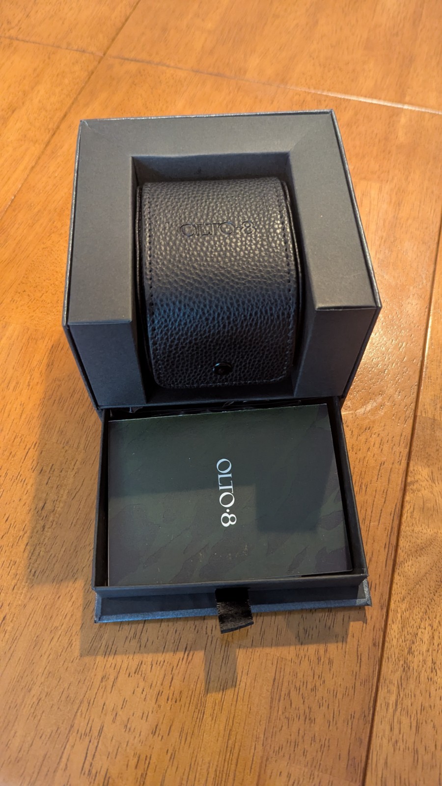 OLTO-8 KING Titanium black wandering hour automatic watch with two straps