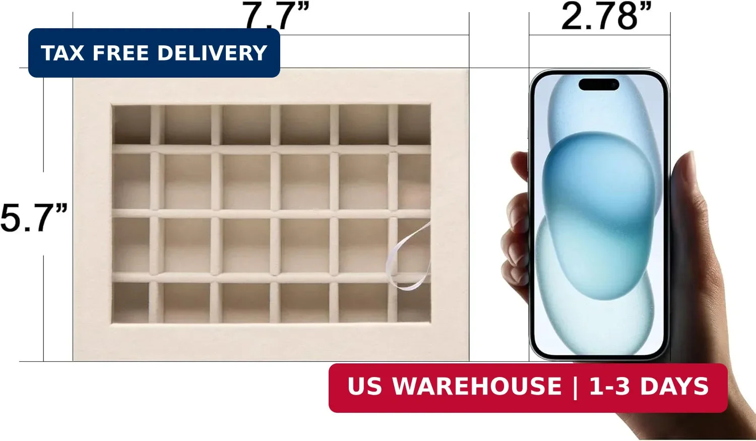 24 Grid Earring Organizer,Small Velvet Jewelry Tray with Lid | Portable Jewelry