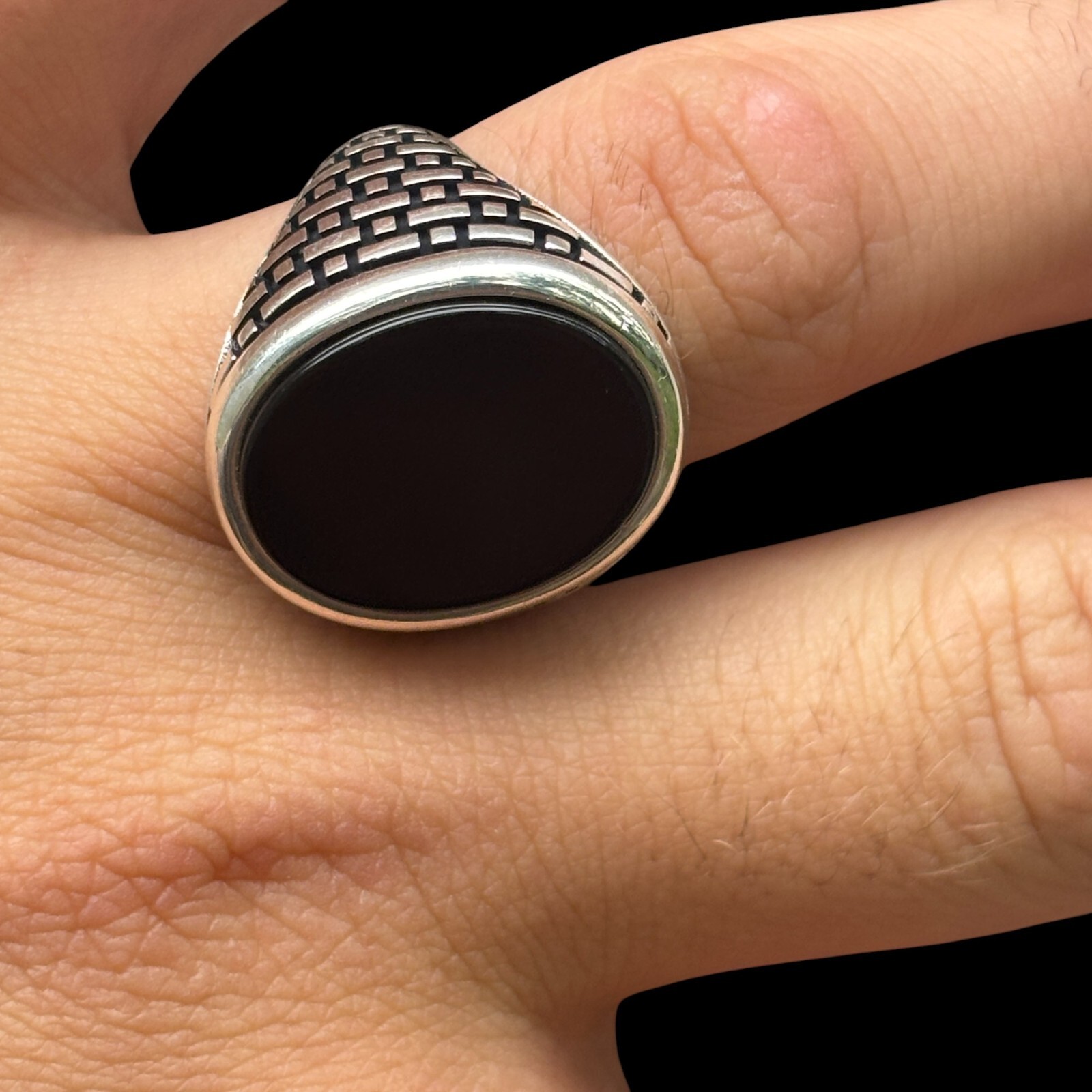 Natural Black Onyx Gemstone Mens Real Solid – 925 Silver or 14k Yellow Gold
