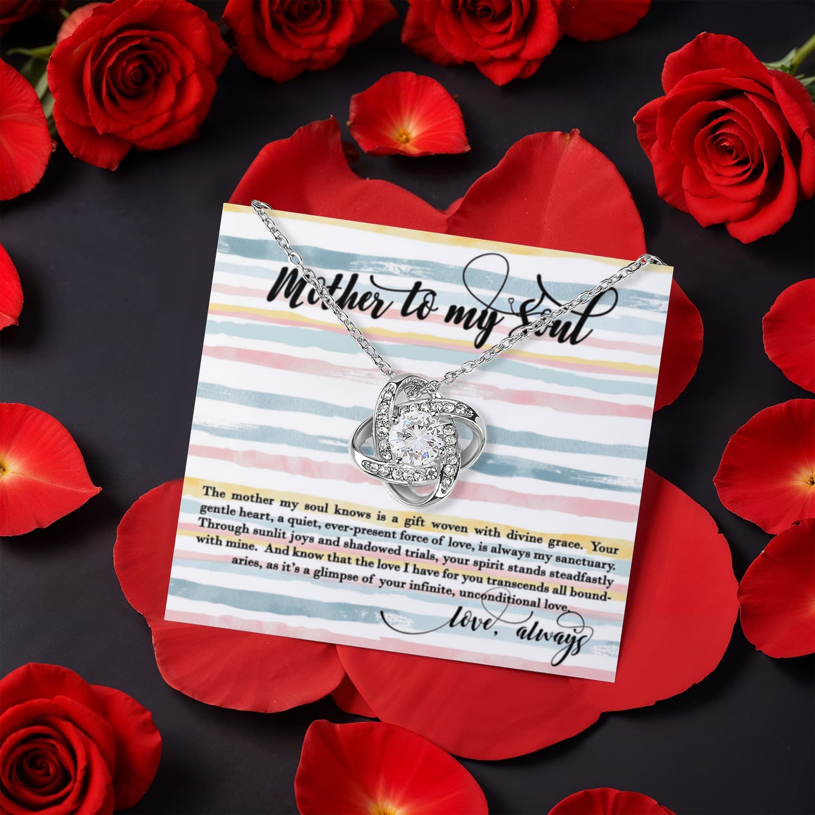 Mother’s Day “Mom to My Soul” Pendant Necklace Rose Box Birthday Wife Love Gift