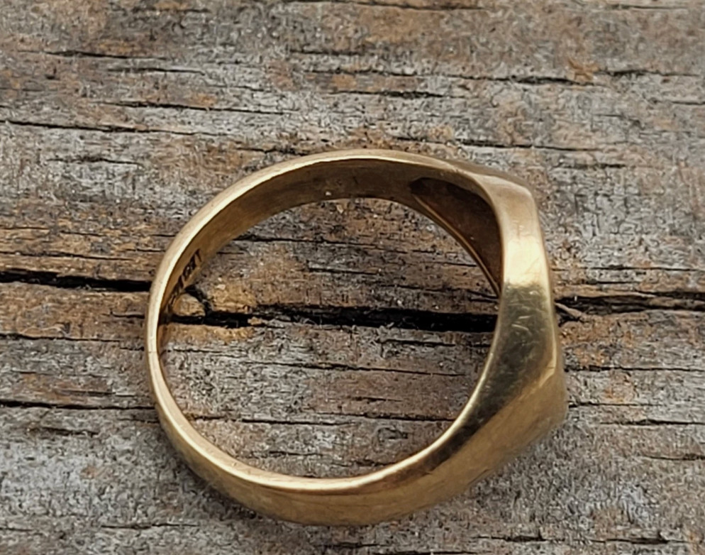 Antique 10K Yellow Gold Blank Oval Signet Initial Pinky Ring Sz 3.25