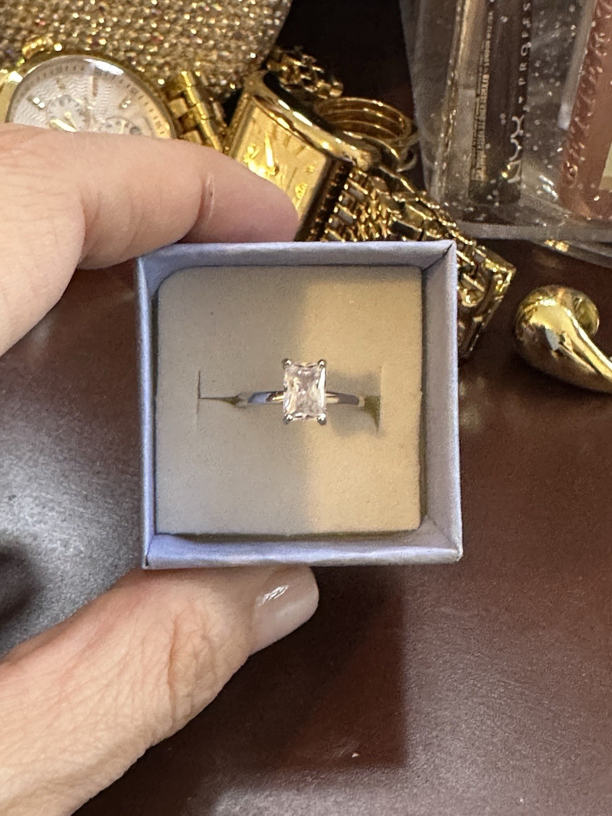 Radiant Cut 1CT Diamond Alternative Engagement Ring – Size 5, Gift Box Included